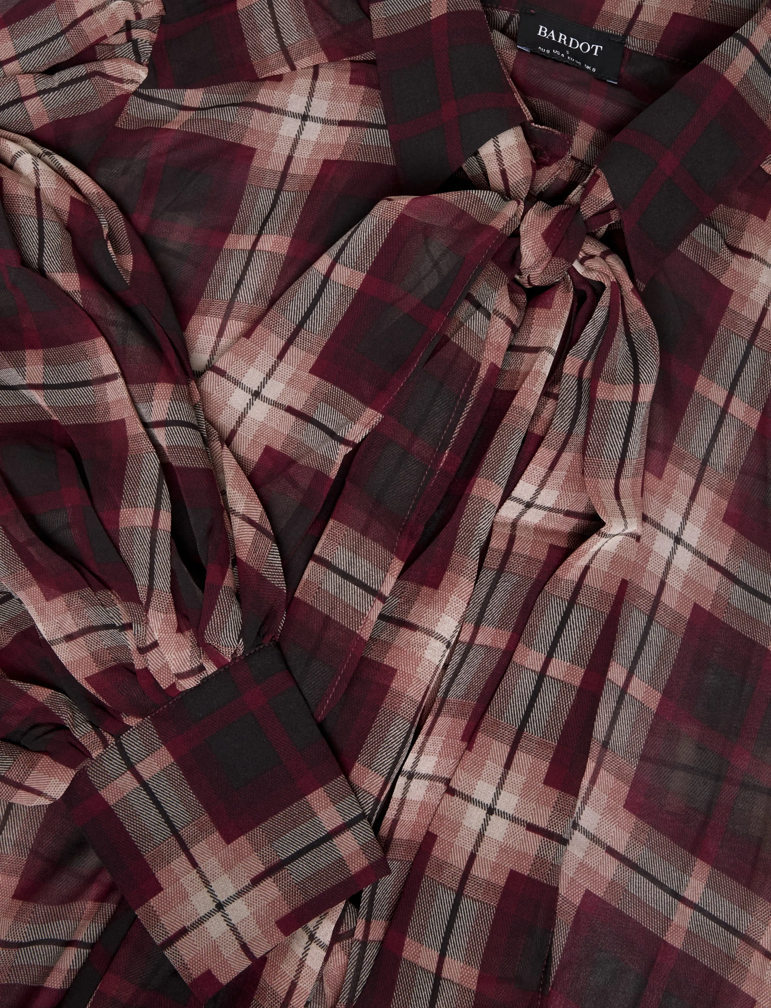 Bardot - CECILE NECK TIE SHIRT - langærmede bluser - burgundy - 2