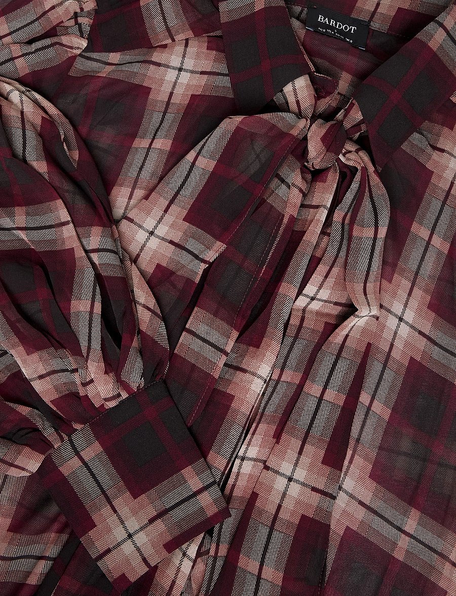 Bardot - CECILE NECK TIE SHIRT - langærmede bluser - burgundy - 2