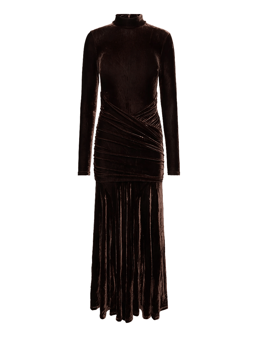 Bardot - KORINA VELOUR MAXI DRESS - aftenkjoler - dark choco - 0
