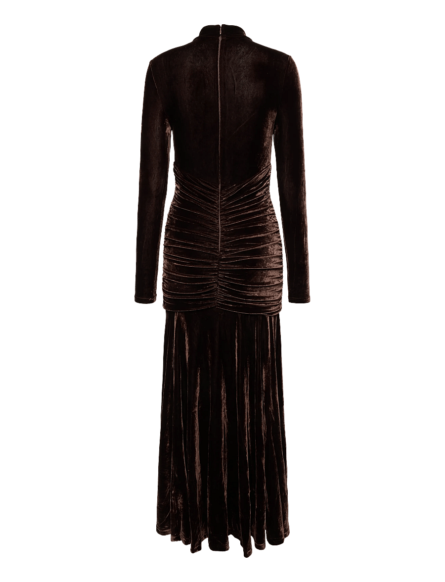Bardot - KORINA VELOUR MAXI DRESS - aftenkjoler - dark choco - 1