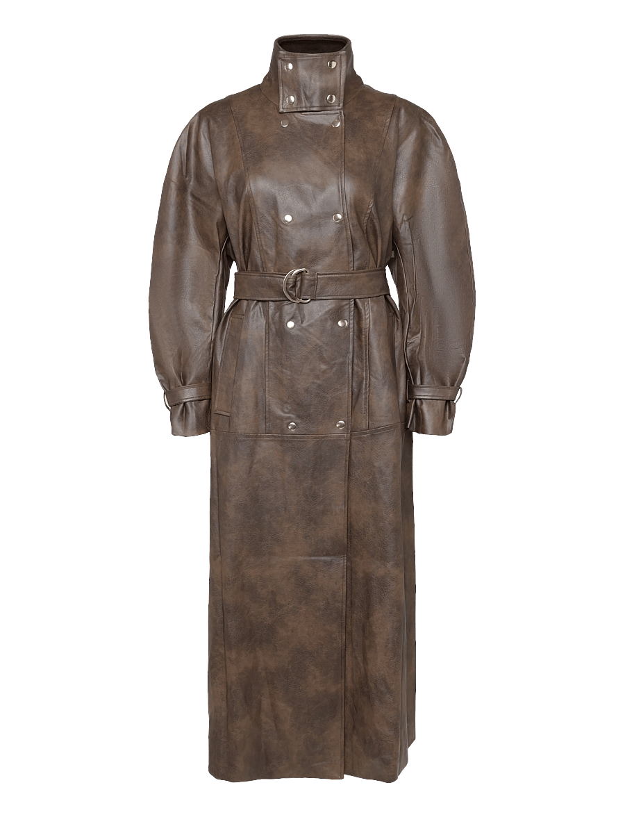 Bardot - MILANA VEGAN LEATHER TRENCH - trenchcoats - dark choco - 1