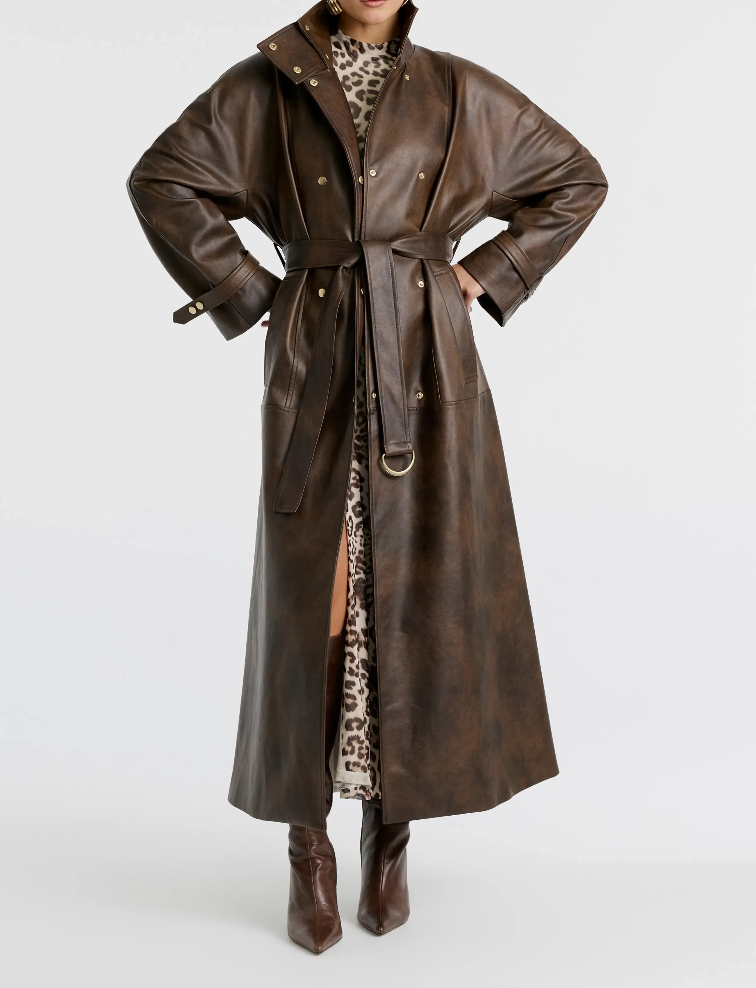 Bardot - MILANA VEGAN LEATHER TRENCH - dark choco - 3