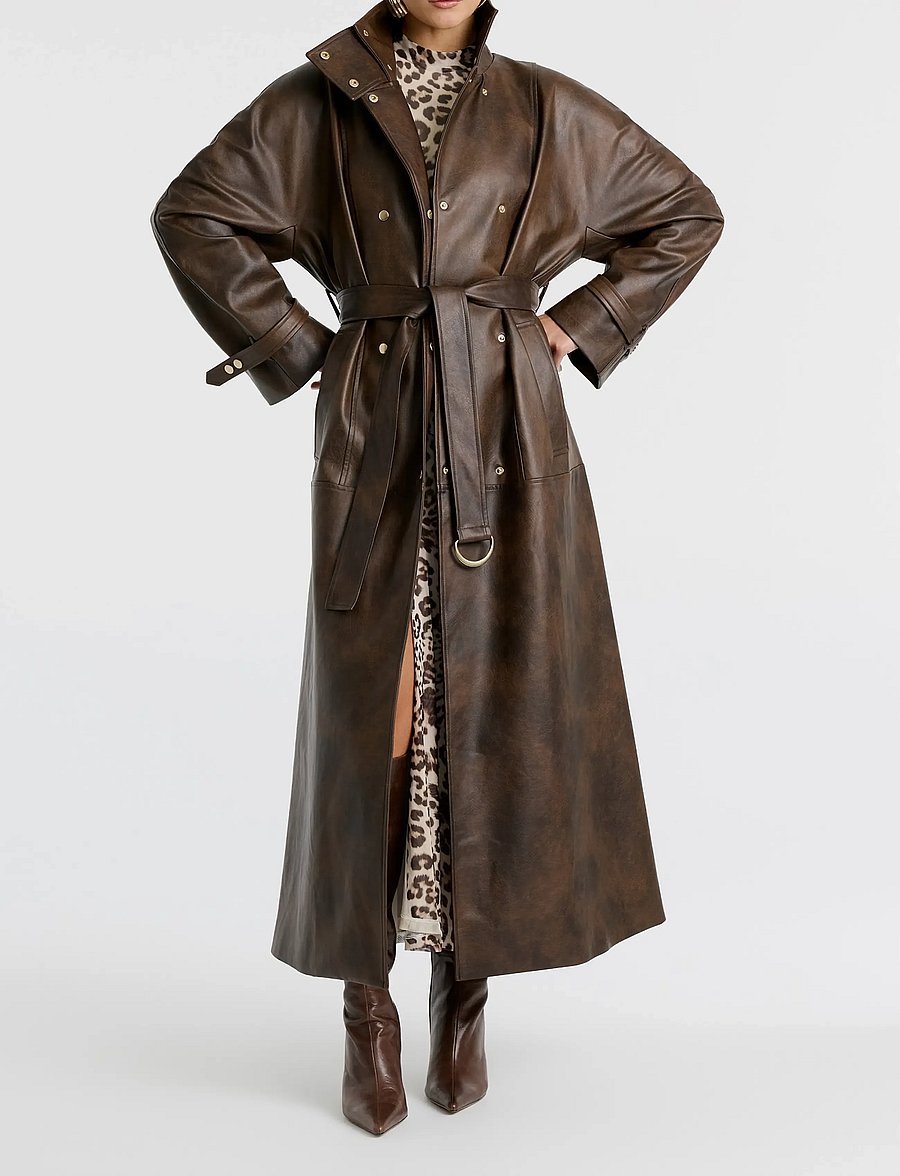 Bardot - MILANA VEGAN LEATHER TRENCH - trenchcoats - dark choco - 3