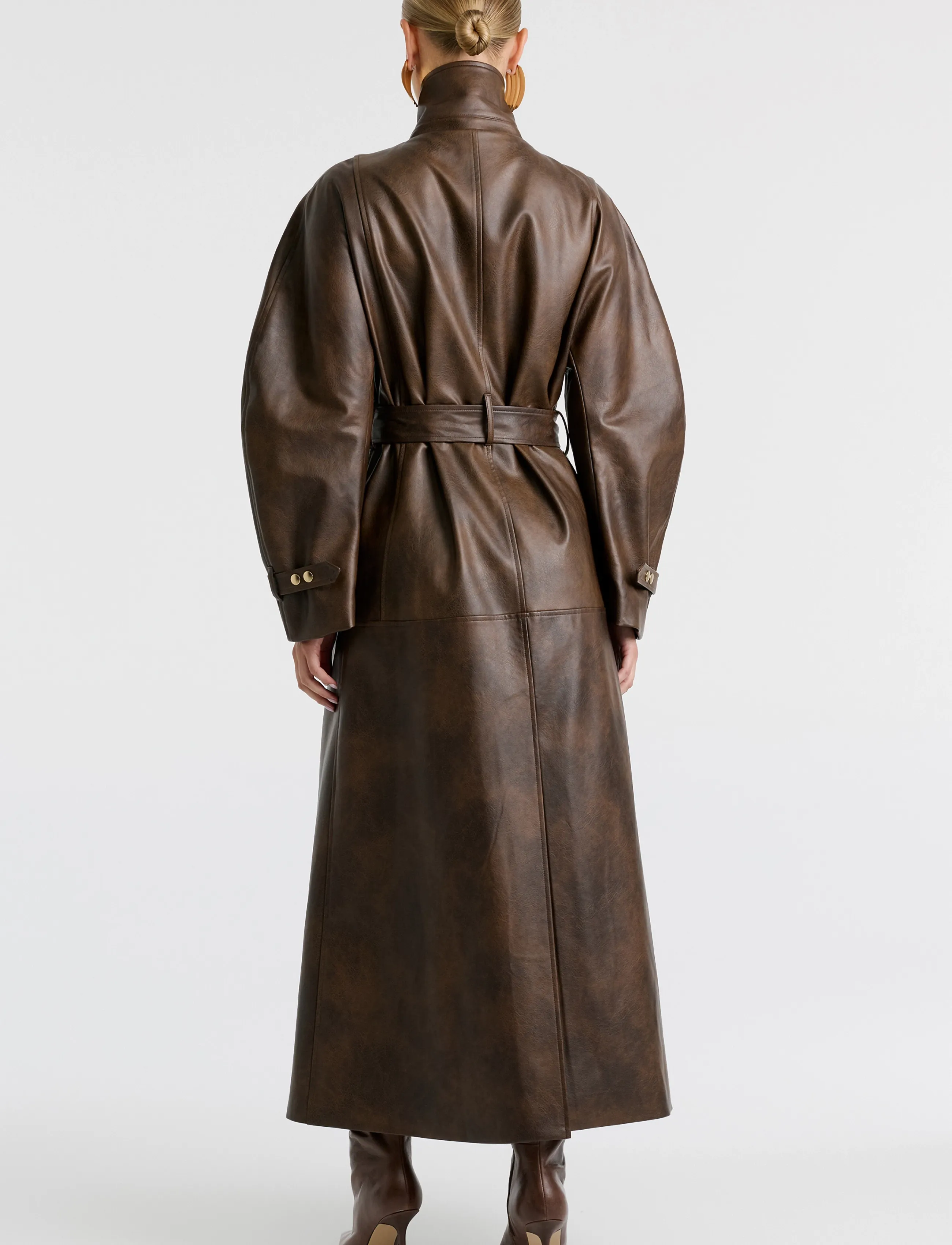 Bardot - MILANA VEGAN LEATHER TRENCH - dark choco - 4