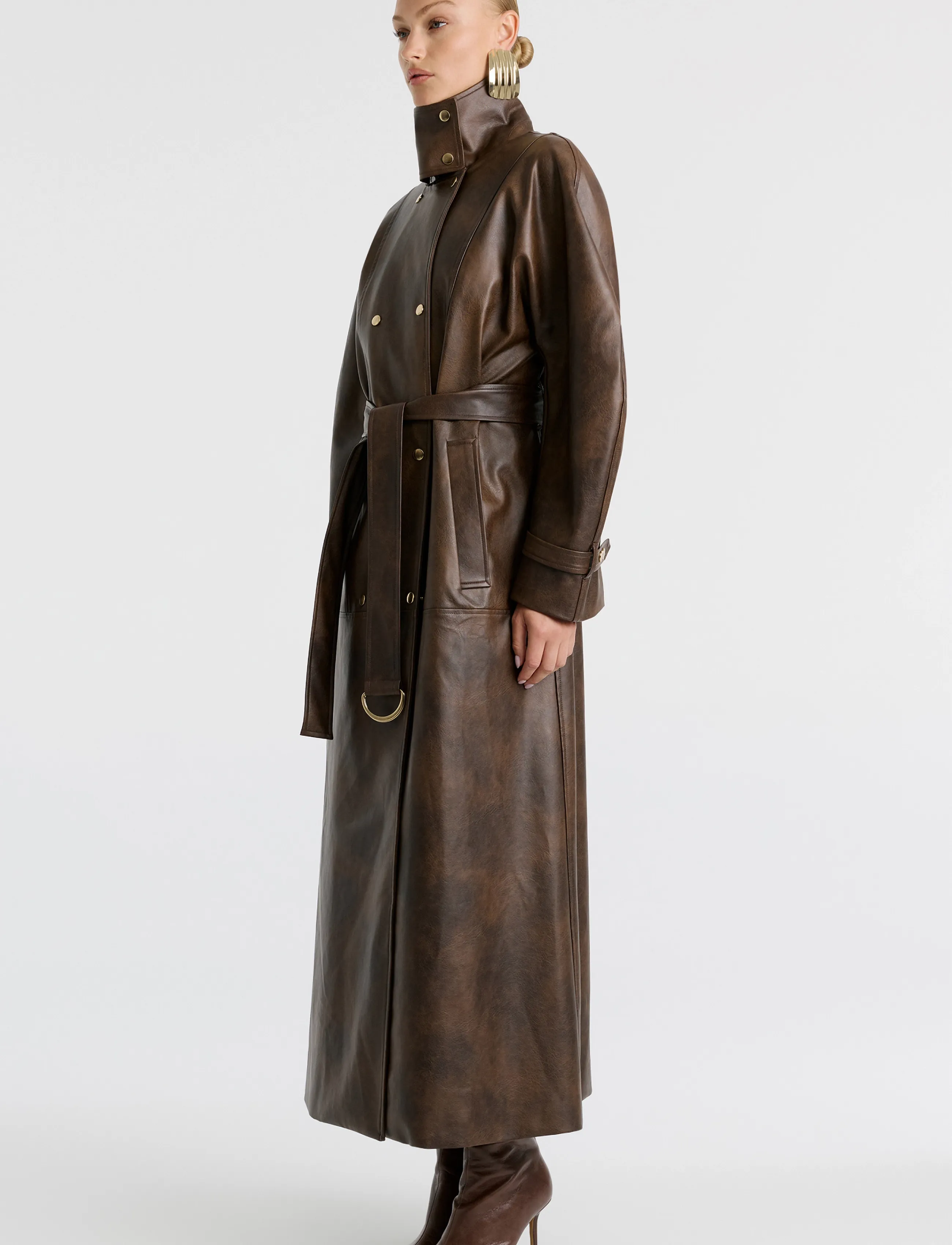 Bardot - MILANA VEGAN LEATHER TRENCH - dark choco - 5