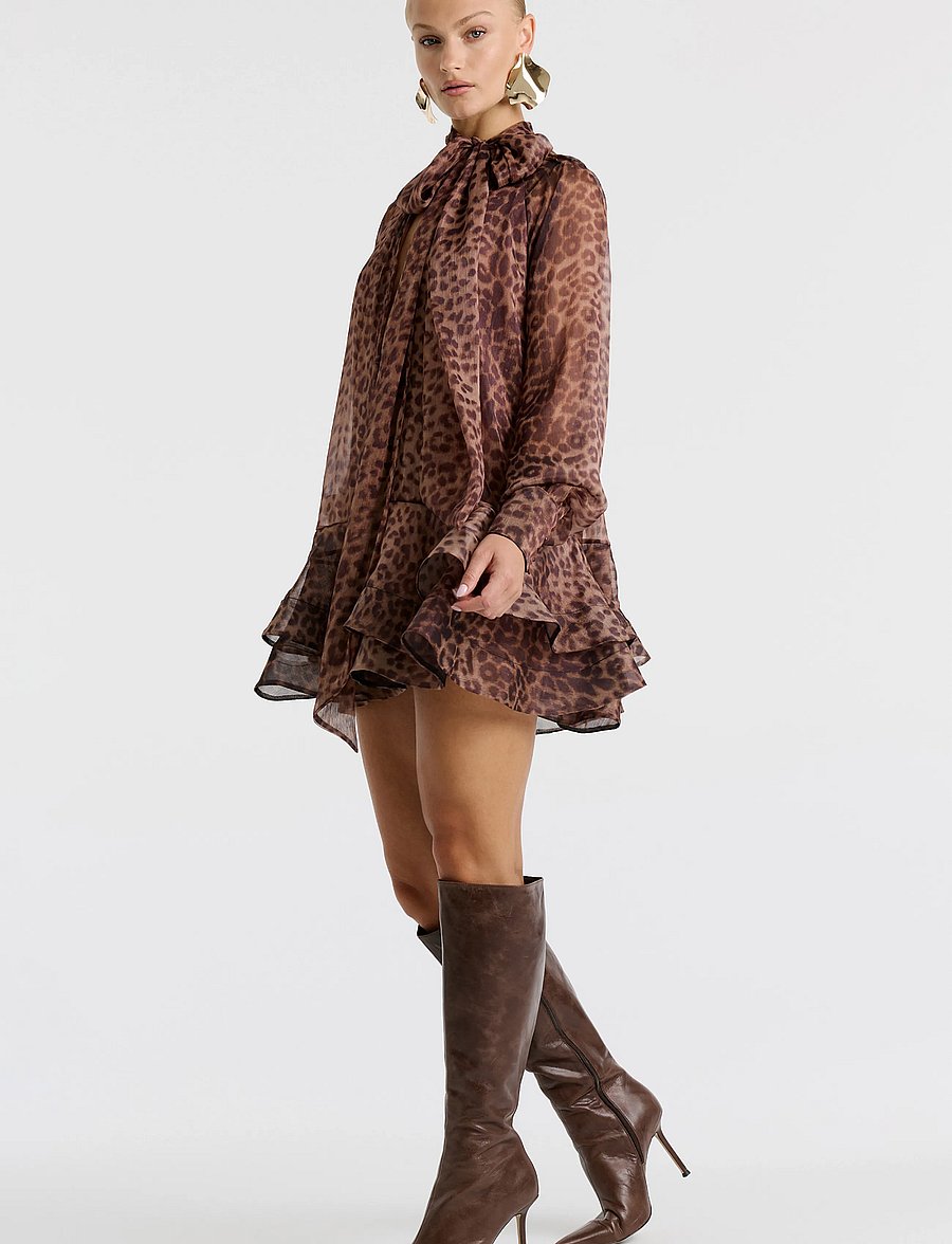 Bardot - ADRIE BABYDOLL MINI DRESS - short dresses - leopard - 0