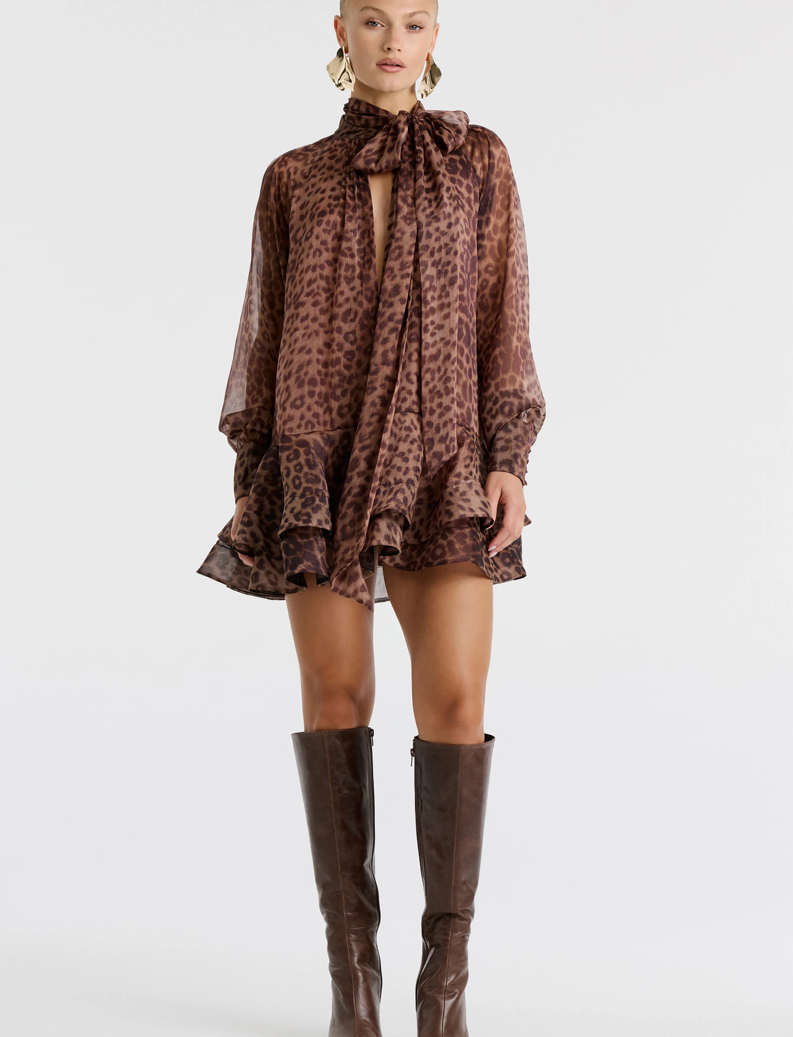 Bardot - ADRIE BABYDOLL MINI DRESS - leopard - 4