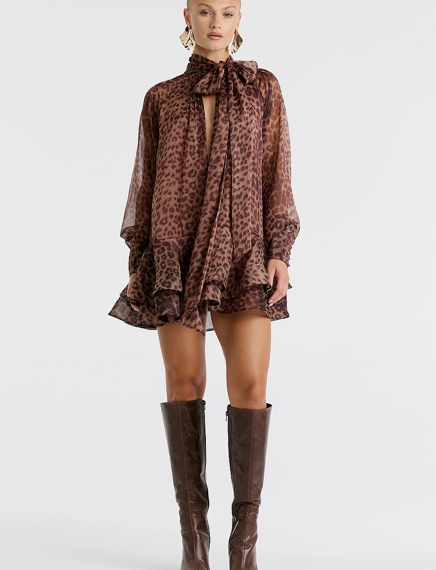 Bardot - ADRIE BABYDOLL MINI DRESS - short dresses - leopard - 4