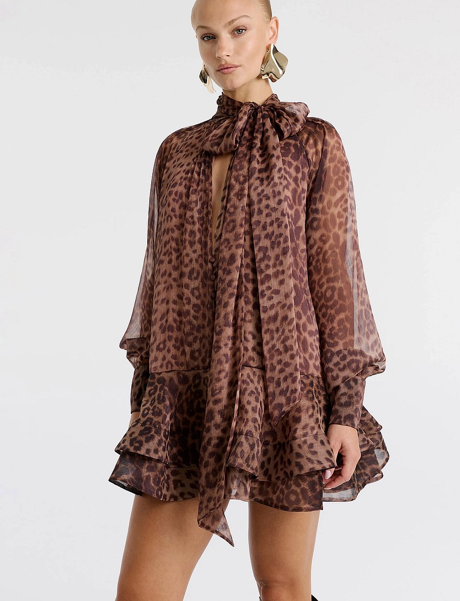 Bardot - ADRIE BABYDOLL MINI DRESS - short dresses - leopard - 5