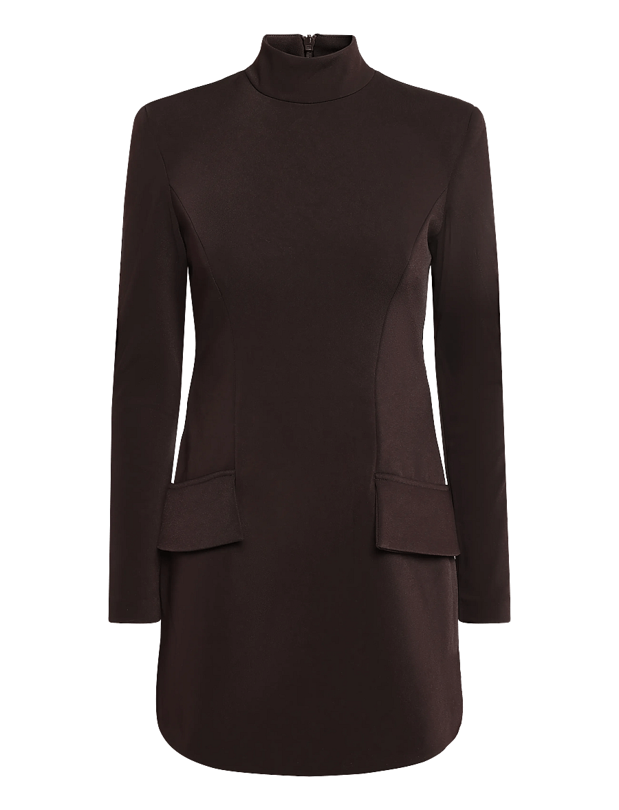 Bardot - LIZET LONG SLEEVE MINI DRESS - korte kjoler - dark choco - 0