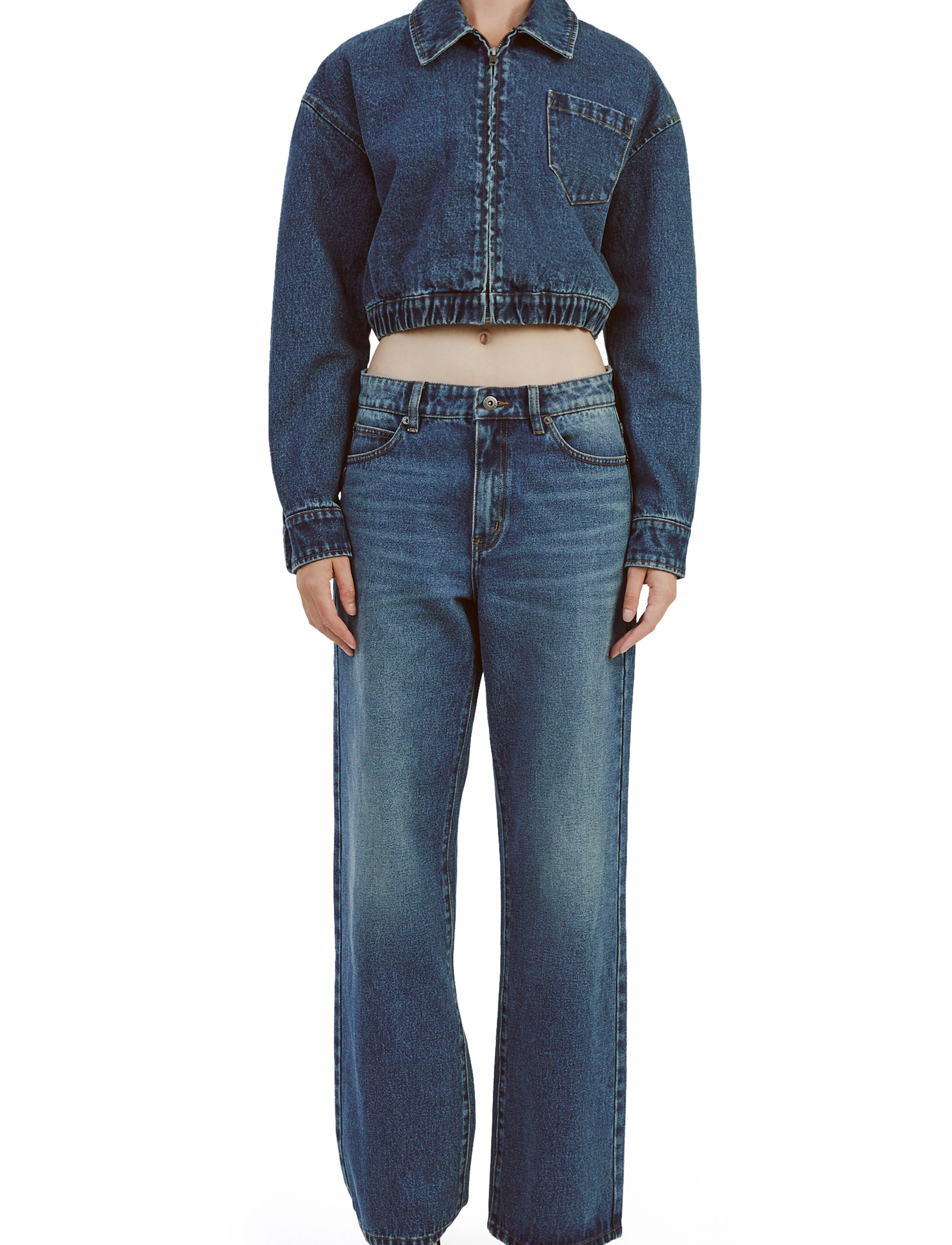 Bardot CROP BOMBER DENIM JACKET - Tøj - WASHED IND / blue