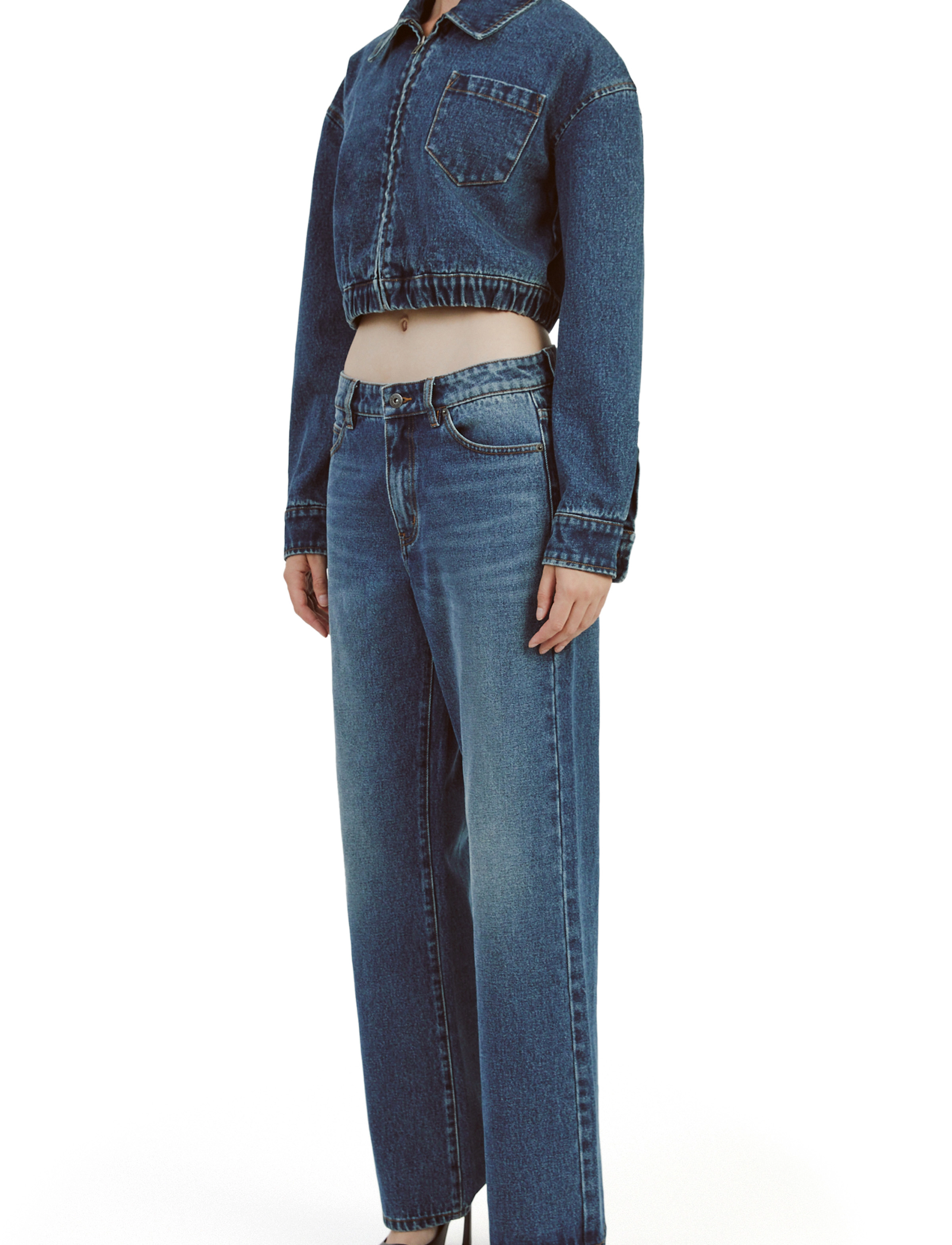 Bardot - CROP BOMBER DENIM JACKET - frühlingsjacken - washed ind - 3