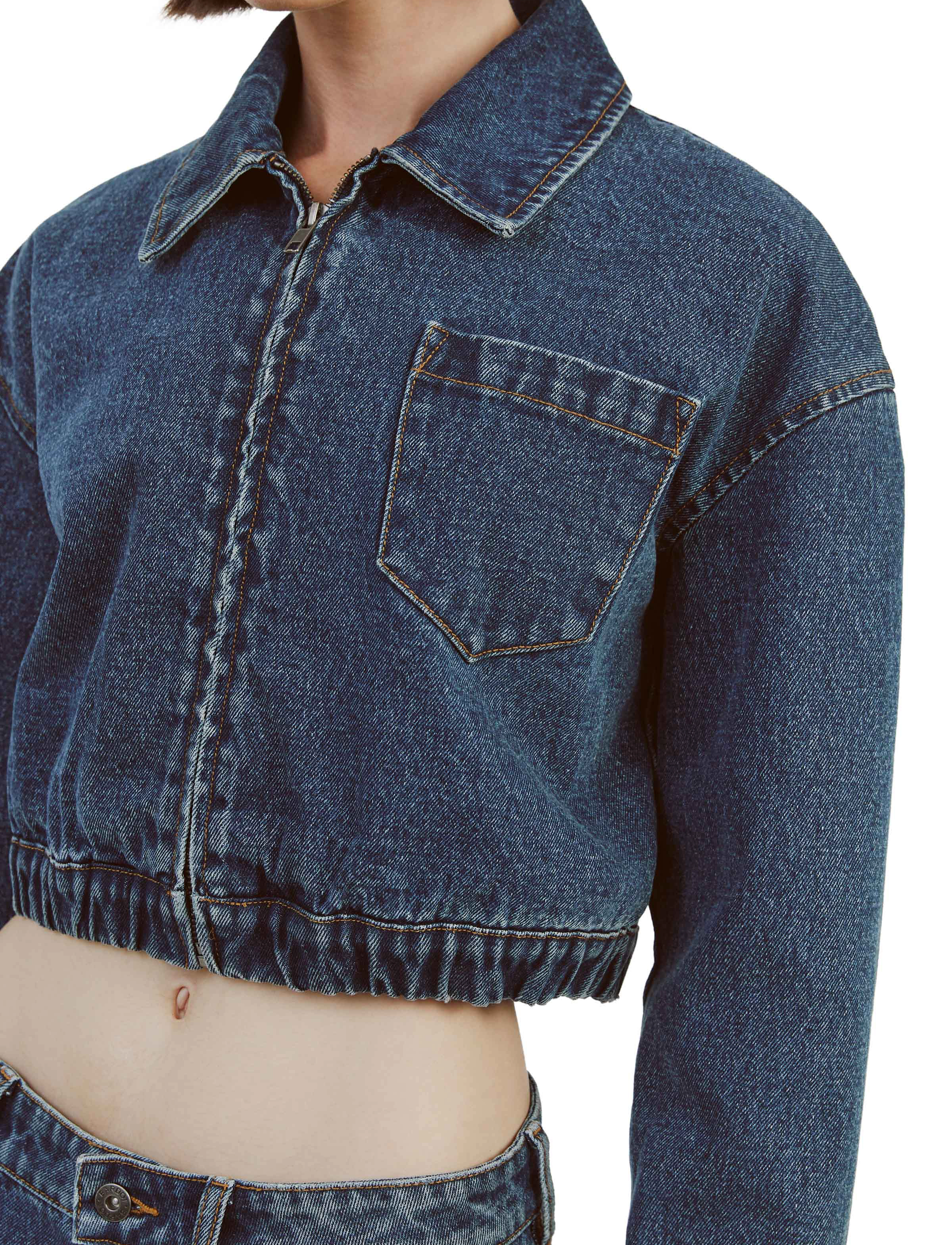 Bardot - CROP BOMBER DENIM JACKET - frühlingsjacken - washed ind - 5