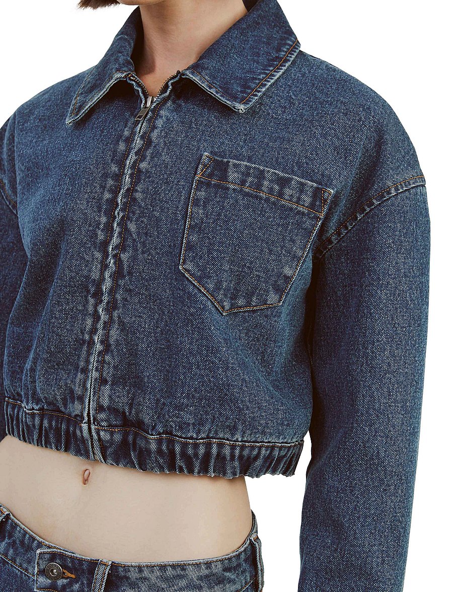 Bardot - CROP BOMBER DENIM JACKET - frühlingsjacken - washed ind - 5