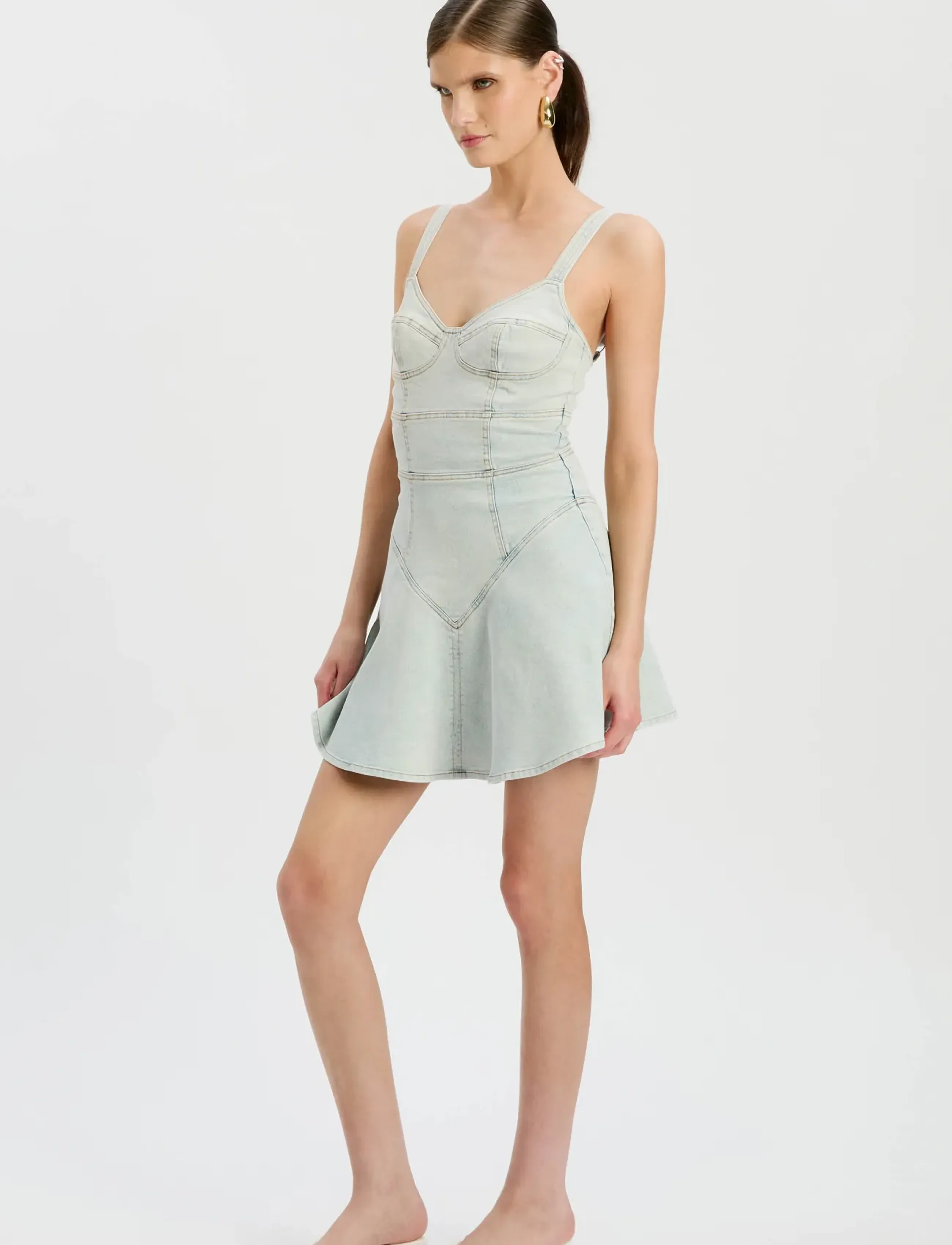 Bardot - REYNA DENIM MINI DRESS - jeansklänningar - light dnm - 4