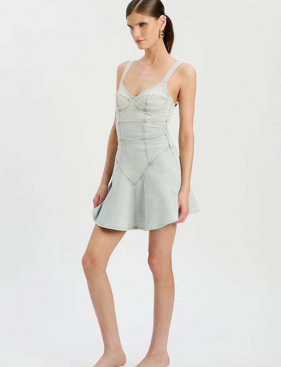 Bardot - REYNA DENIM MINI DRESS - jeanskleider - light dnm - 4