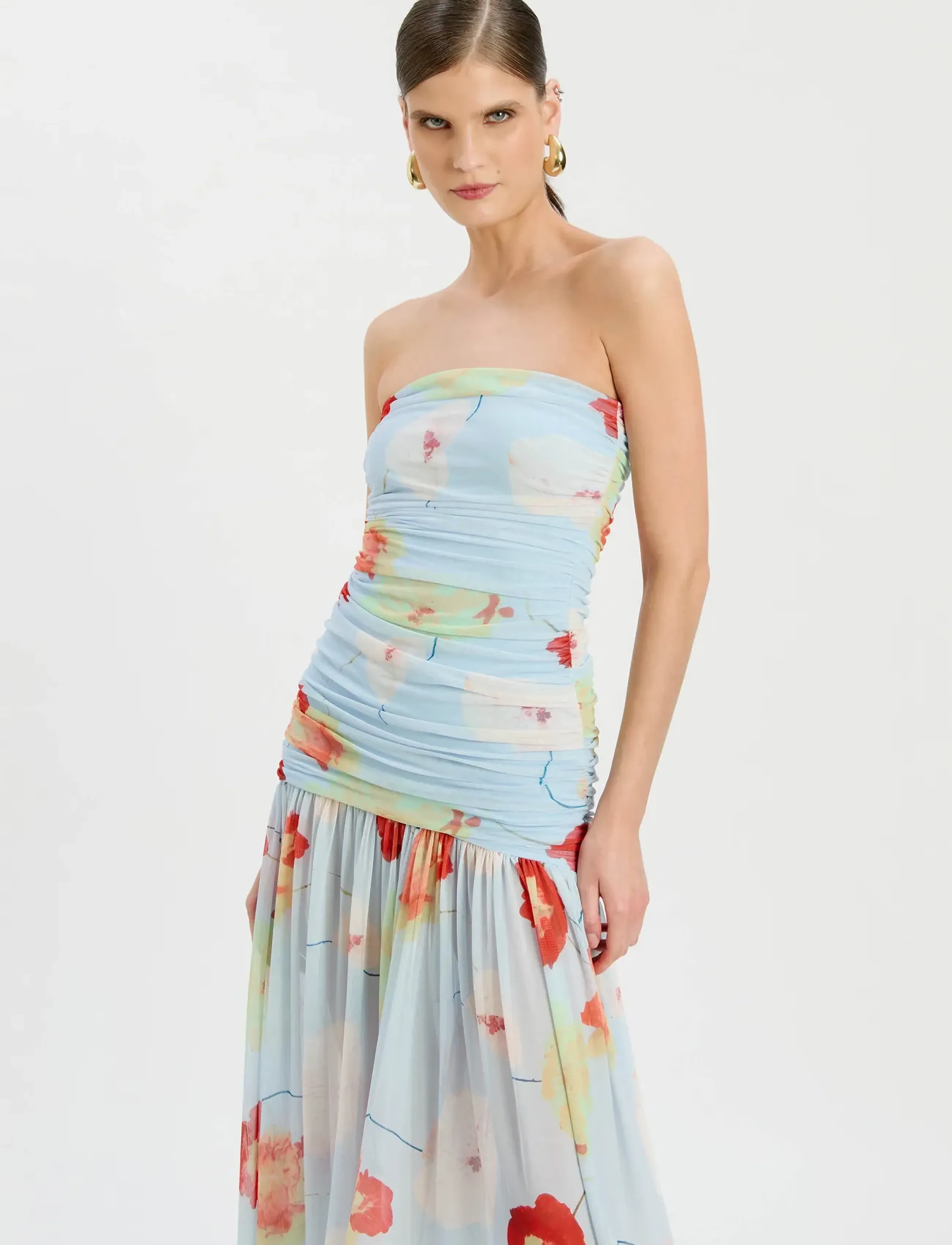 Bardot SOLANA PRINTED MESH MAXI DRESS - Sukienki - BABY BL FL / blue