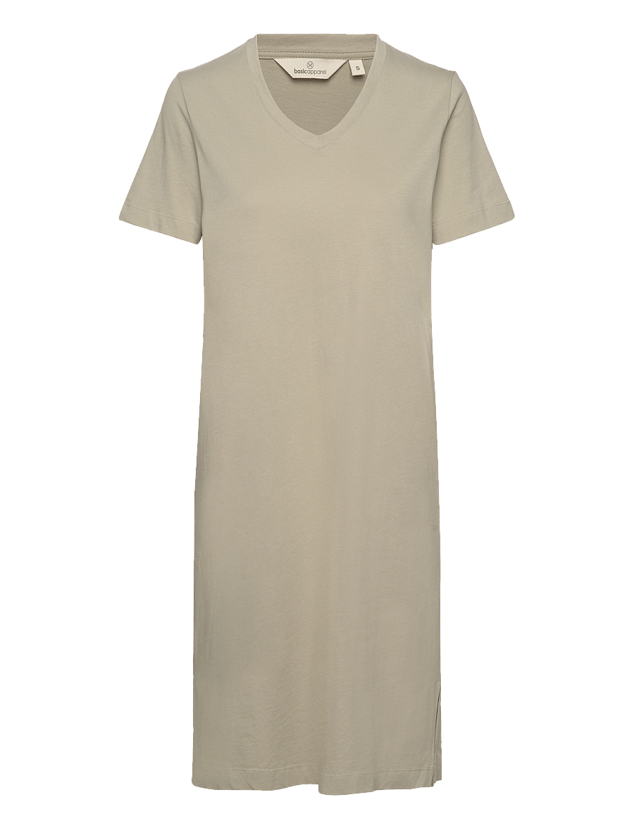 Basic Apparel - Rebekka Tee Dress V. Neck GOTS - moss gray - 0