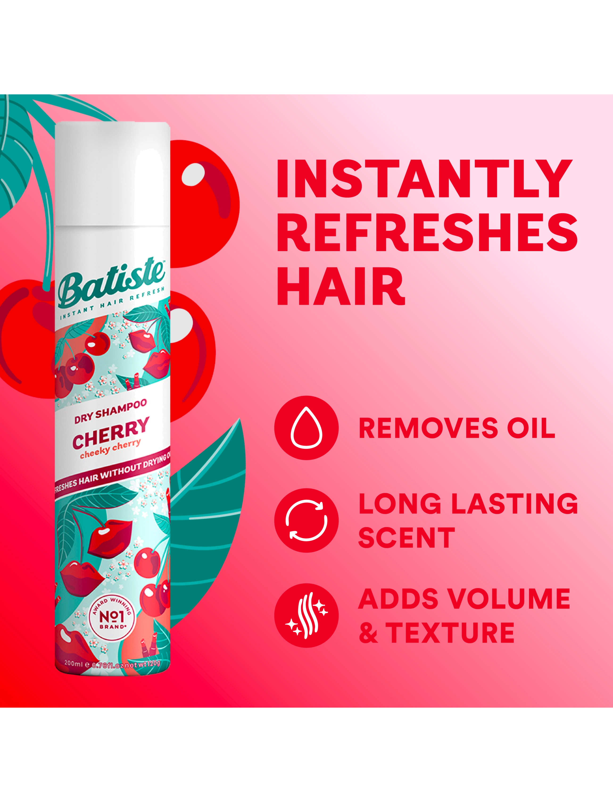 Batiste - Batiste Dry Shampoo Cherry - sommarens hårprodukter - no colour - 1
