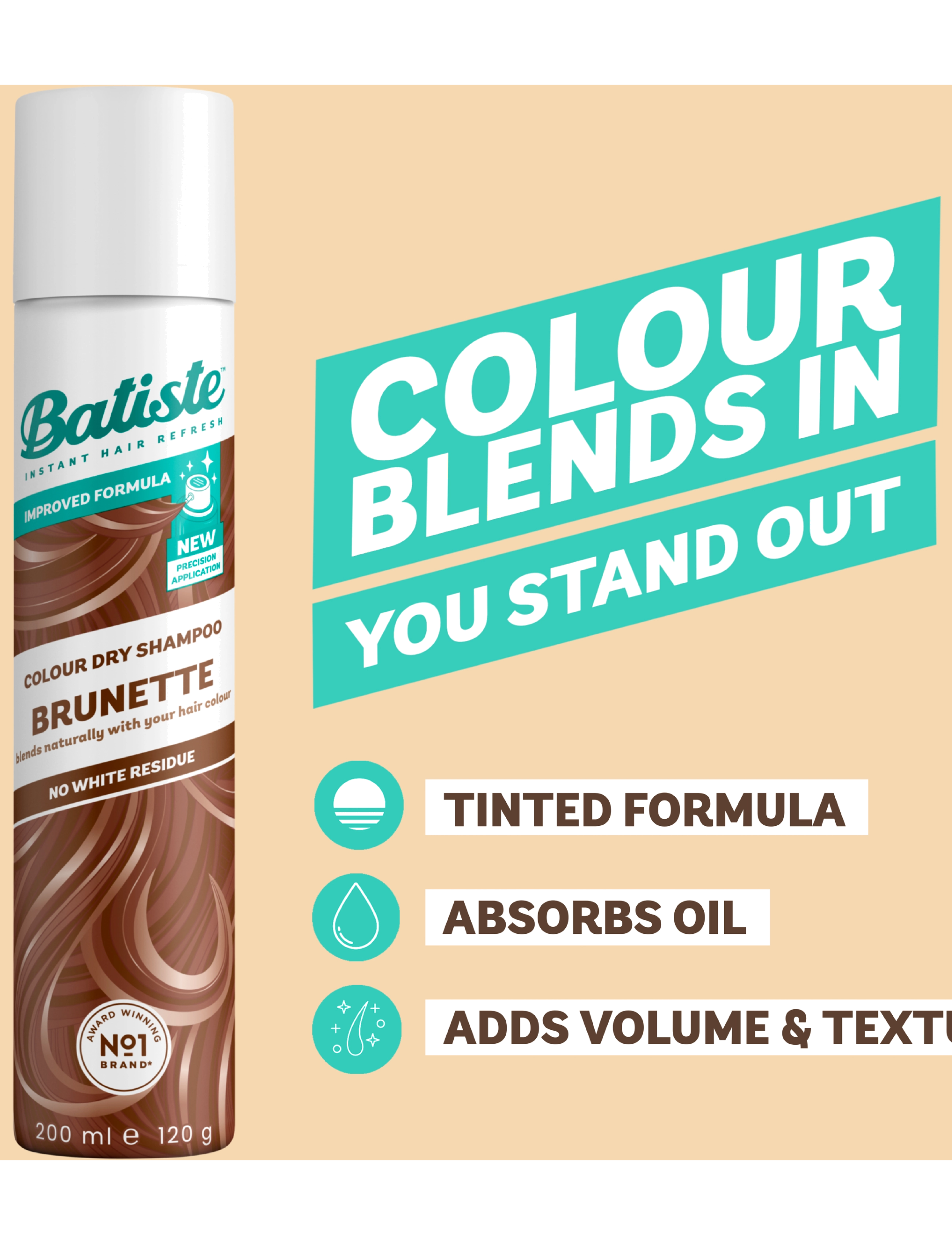 Batiste - Batiste Color Dry Shampoo Brunette - sommarens hårprodukter - medium brunette - 2