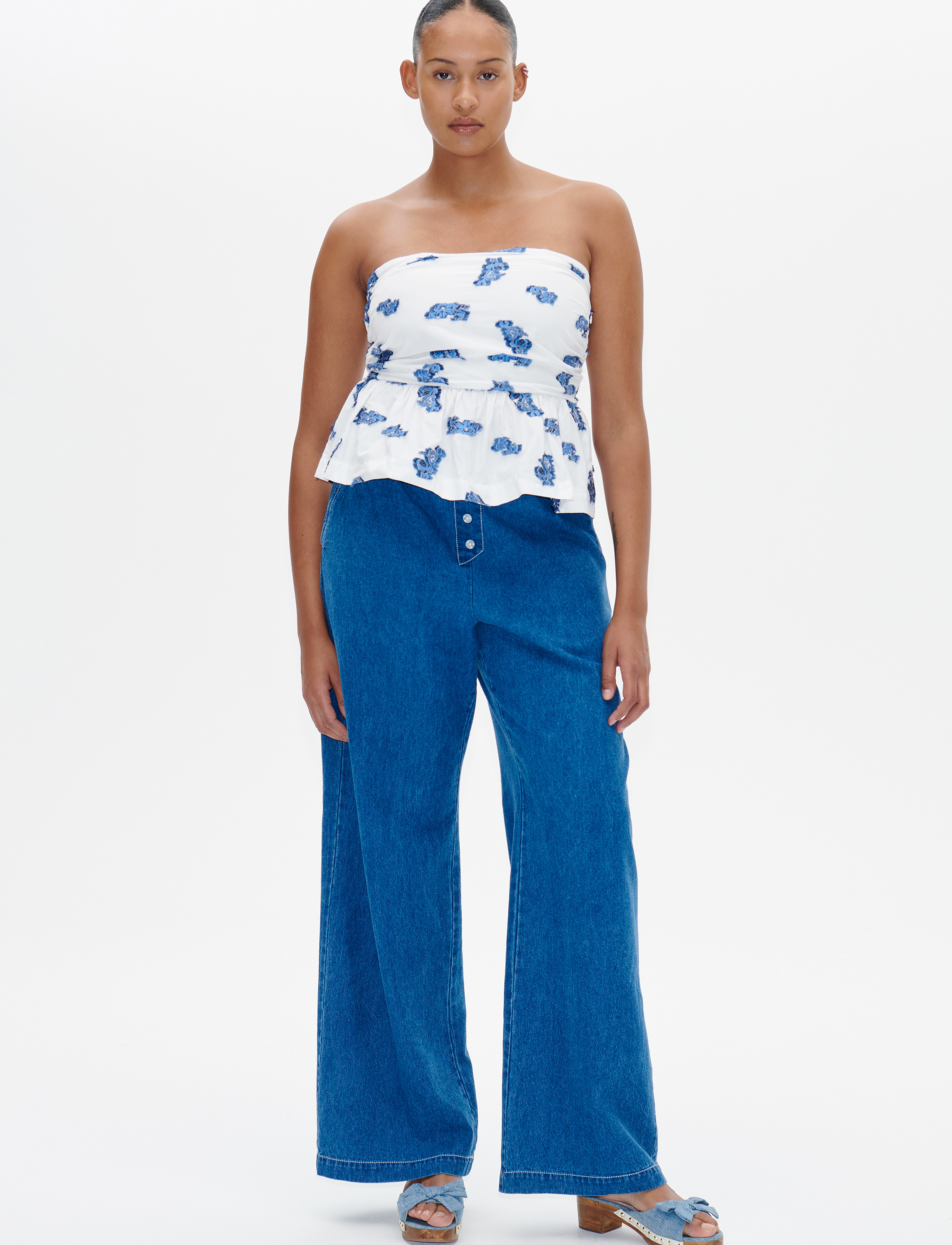 Baum und Pferdgarten - MARIE - Ärmellose blusen - blue bouquet jacquard - 3