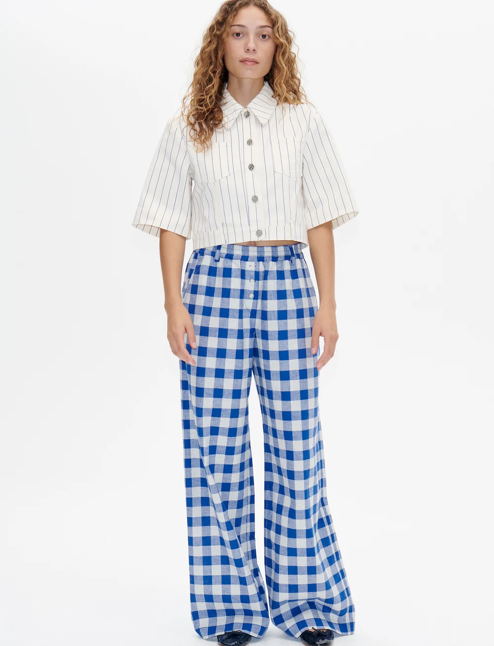 Baum und Pferdgarten - MAJSA - denimjakker - white sand pinstripe - 3