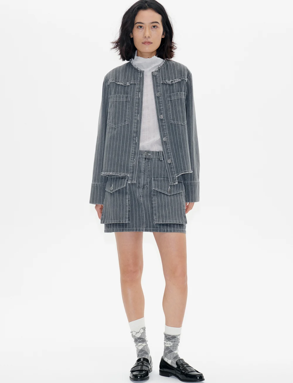 Baum und Pferdgarten - BO - denimjakker - grey pinstripe denim - 2