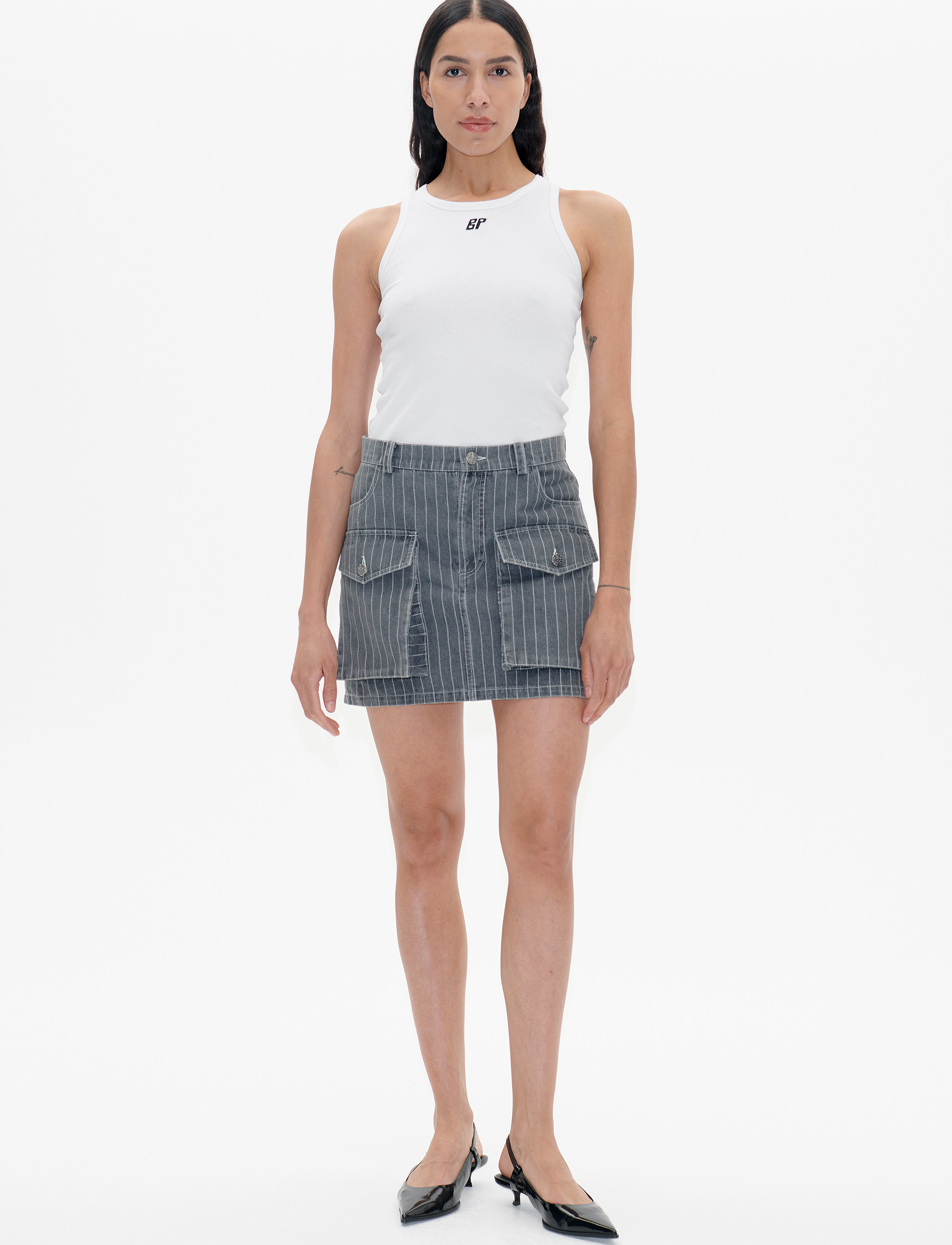 Baum und Pferdgarten - SALI - denimnederdele - grey pinstripe denim - 4