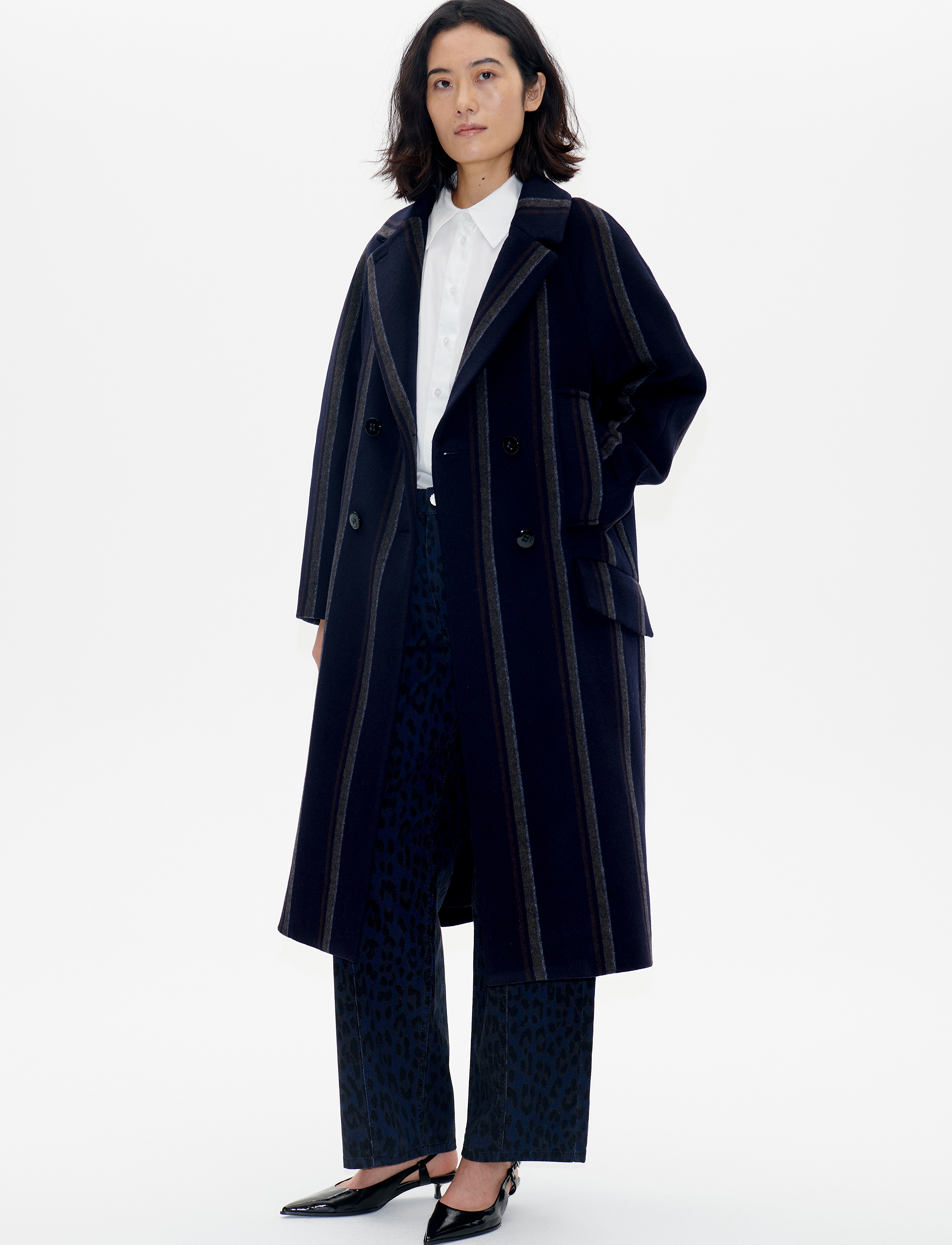 Baum und Pferdgarten - DANICA - wool coats - blue wool stripe - 1