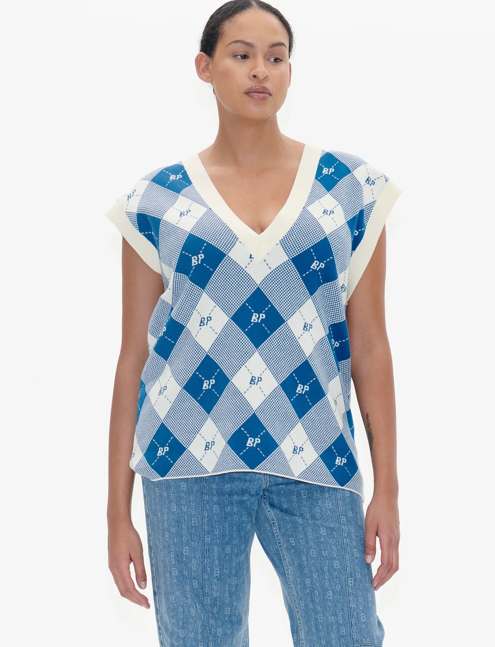 Baum und Pferdgarten - CASTELLA - stickade västar - federal blue check - 2