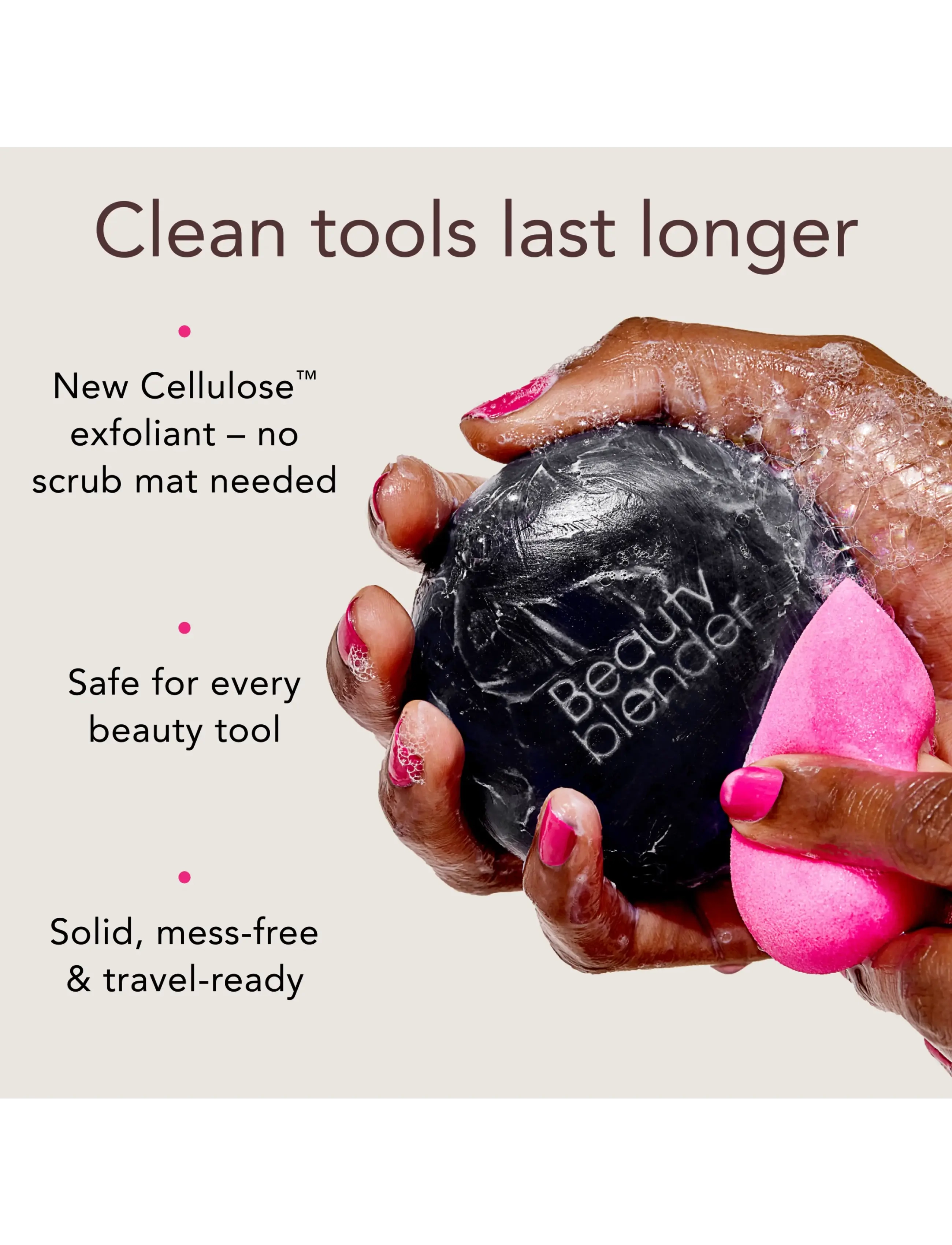 Beautyblender - Toolscrub Hand, Sponge & Brush Cleanser Charcoal 150g - makeupfjernere - black - 1