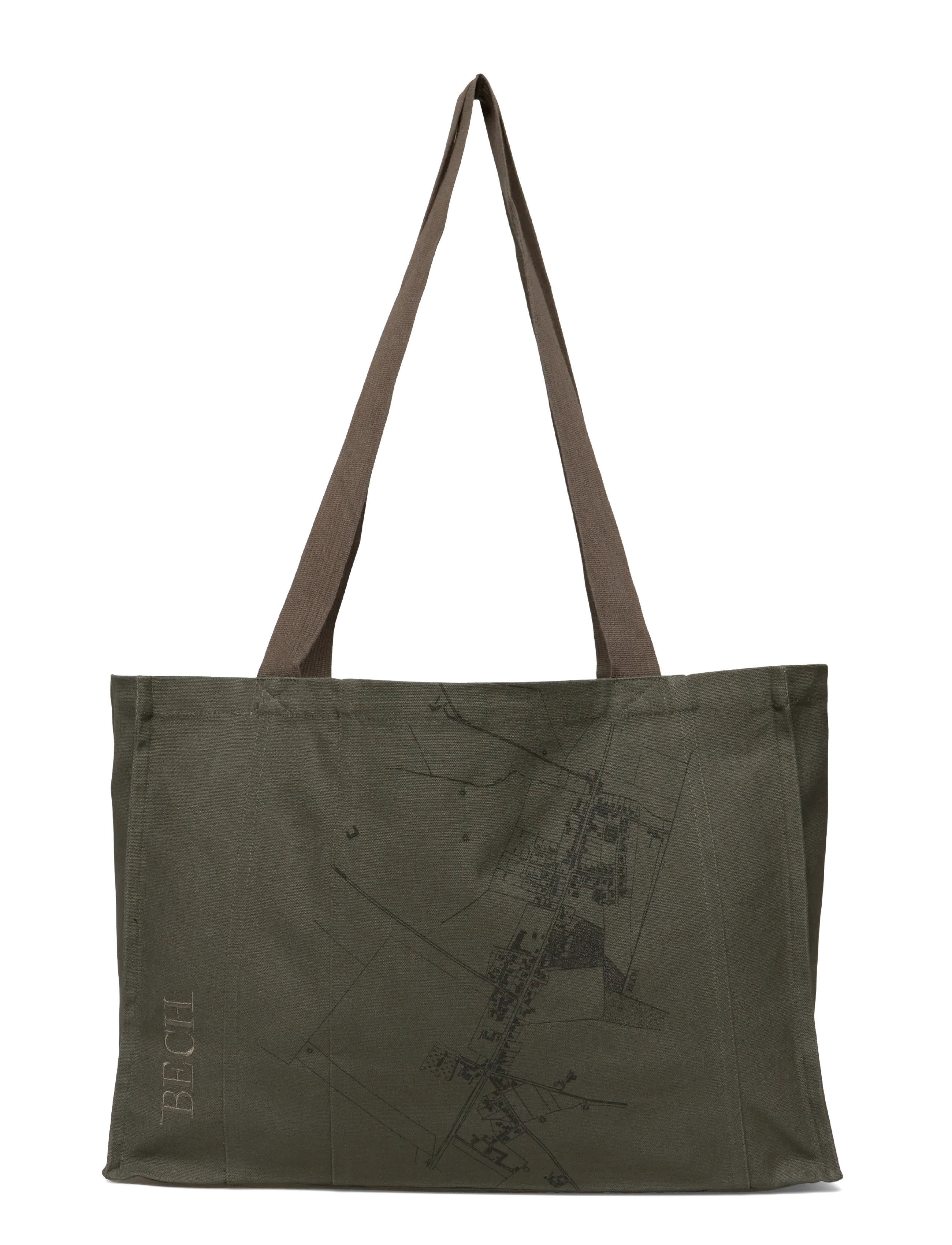 BECH Bech City Map Tote Bag, One Size, Khaki green, Tasker > Totes, Dame