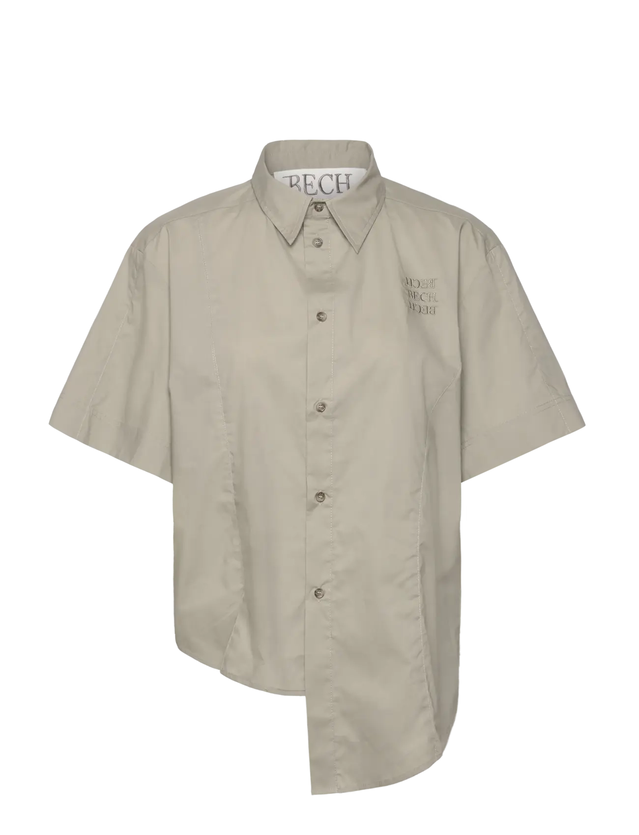 BECH Asymmetrical Logo Shirt - ELEPHANT SKIN