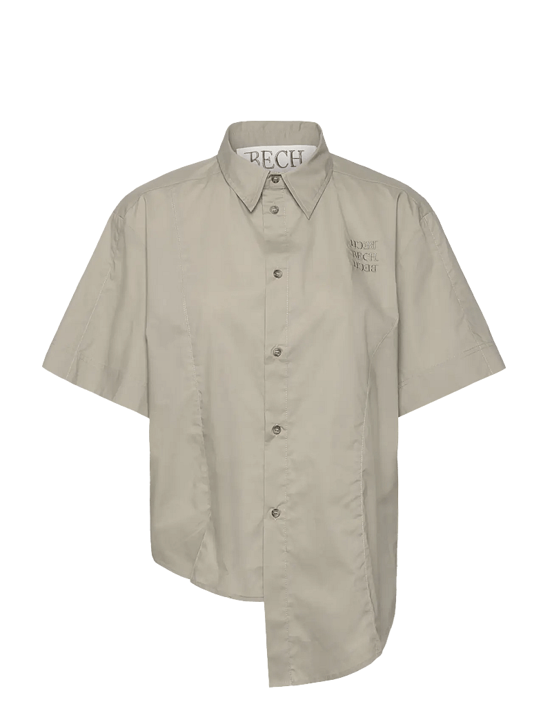 BECH - BECH Asymmetrical Logo Shirt - kortärmade skjortor - elephant skin - 0