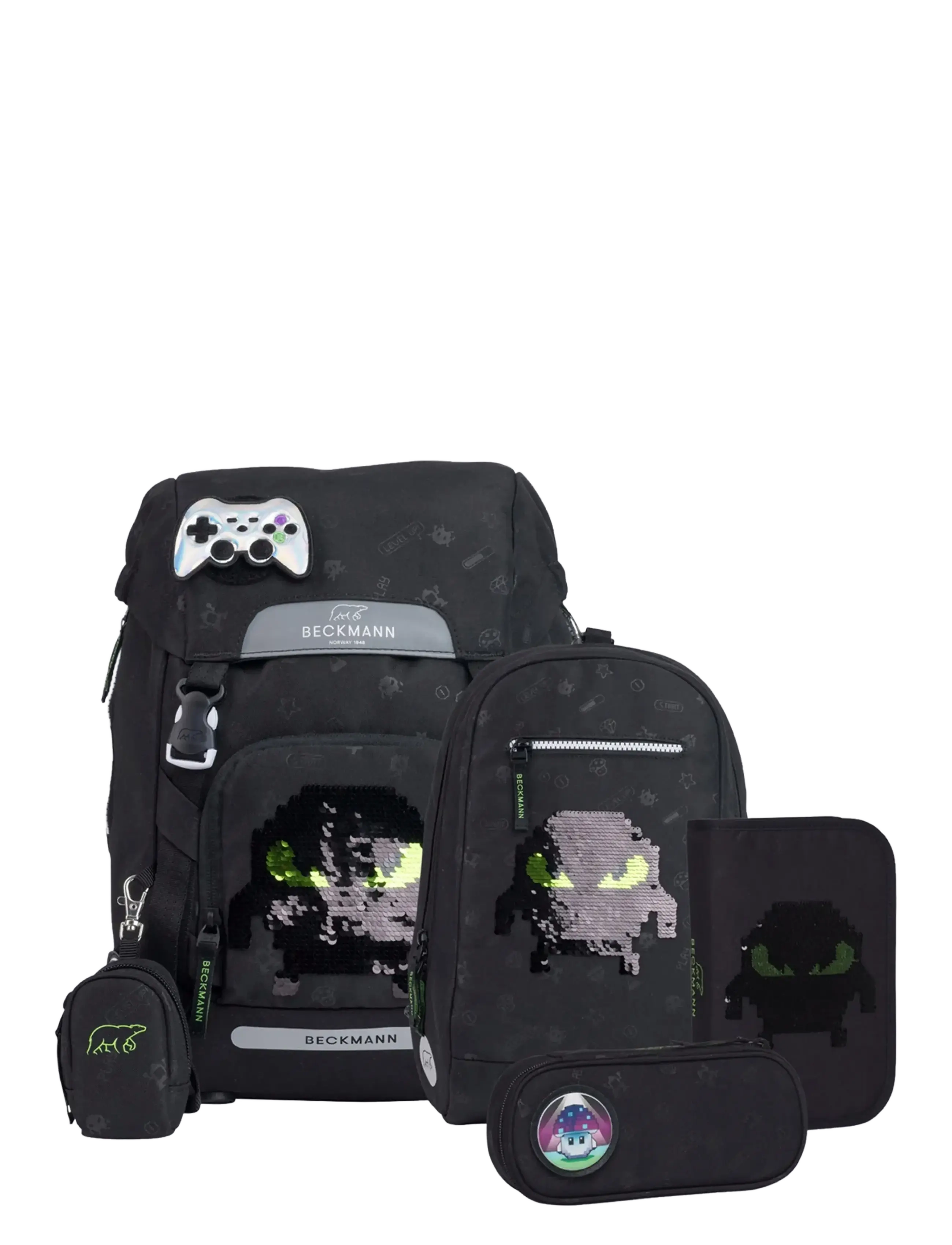 Beckmann Norway Classic Set, Pixel, One Size, Bags, Schwarz - Backpacks, Kinder