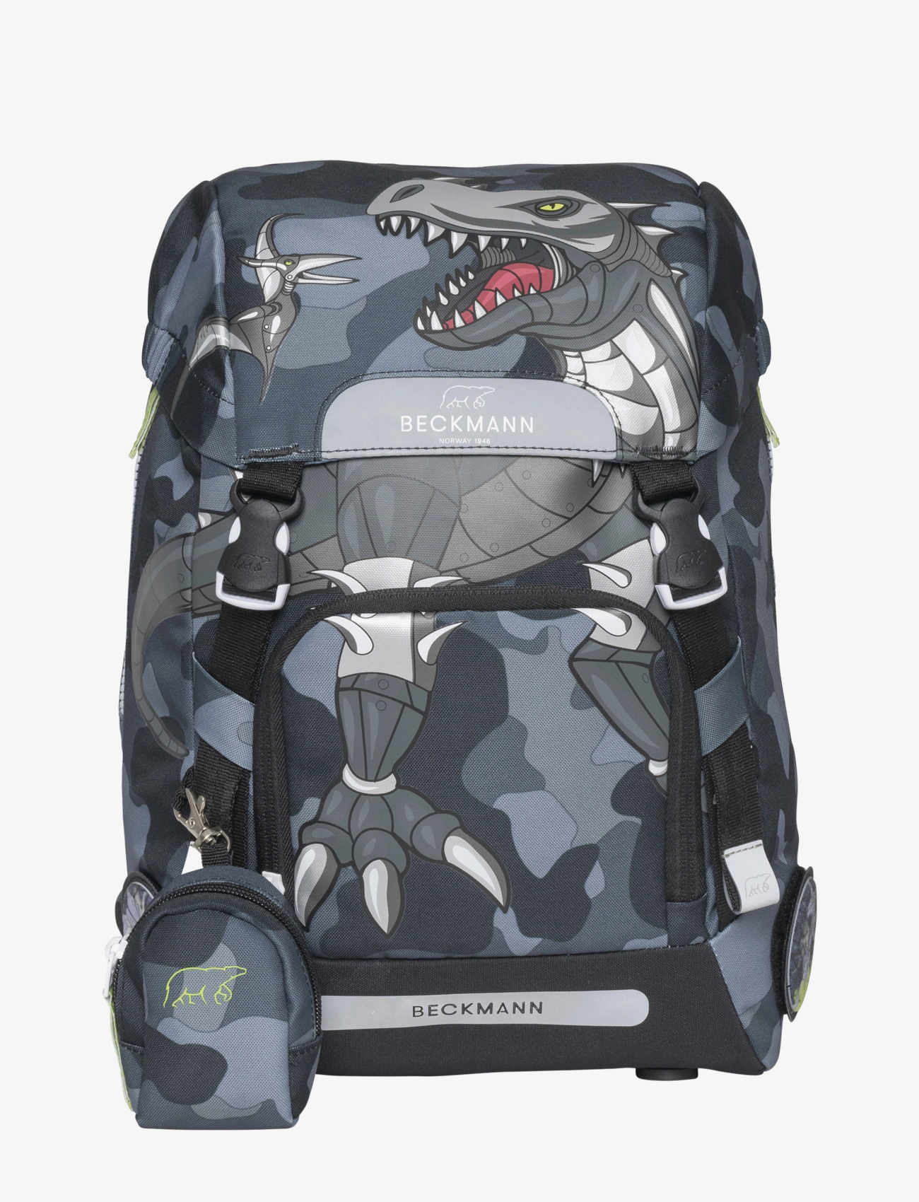 Beckmann Norway Classic 22L Camo Rex, Børn, Dinosaur Camo Skoletaske, Sort, Str: 22L