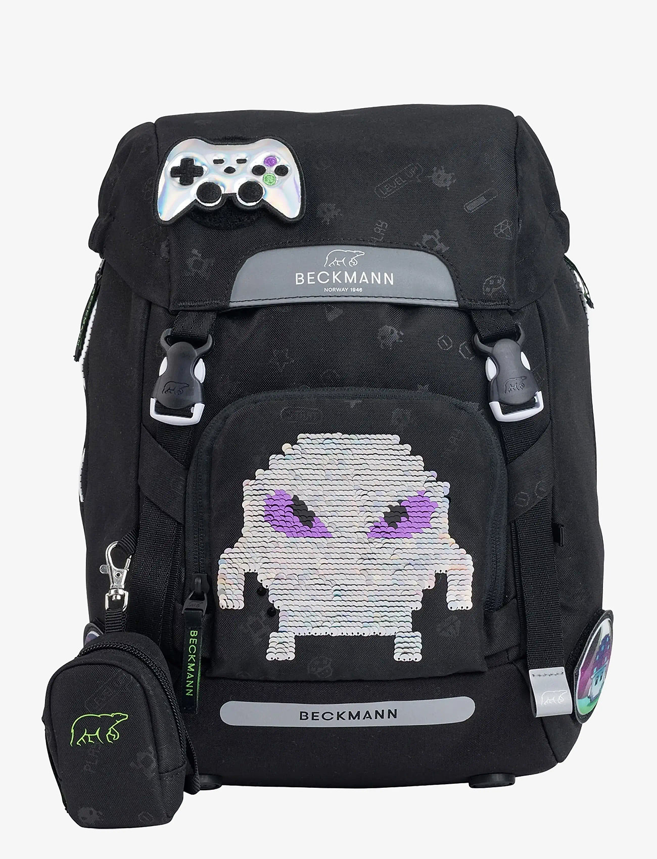 Beckmann Norway - Classic, Pixel - skoletasker - black - 2