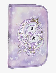 Single section pencil case w/content, Unicorn Princess Purple