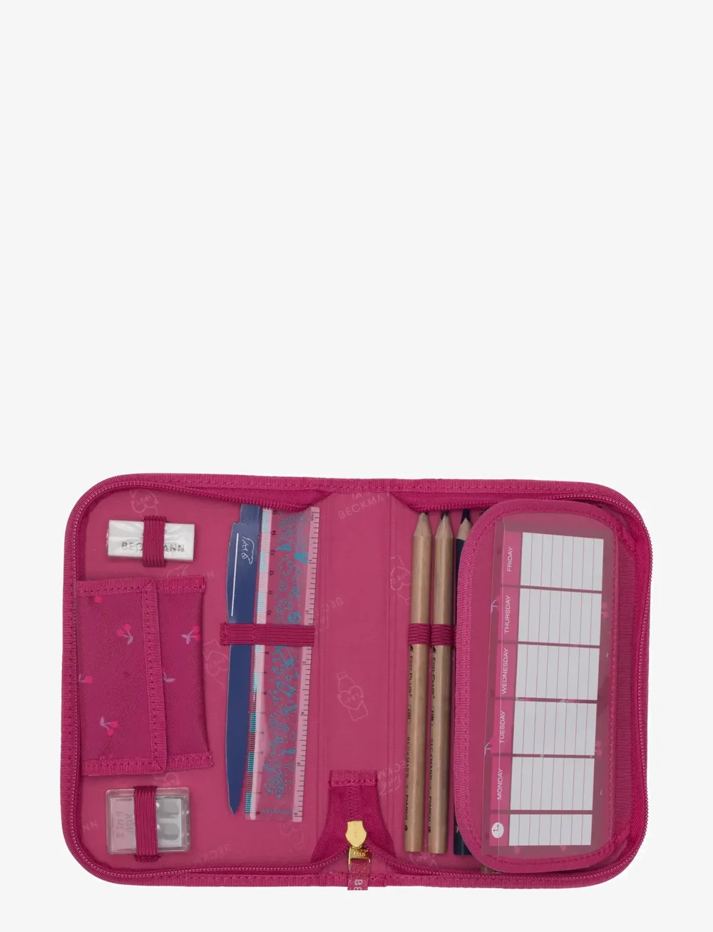 Beckmann Norway - Single section pencil case w/content, Cherry - pencil cases - cherry - 1