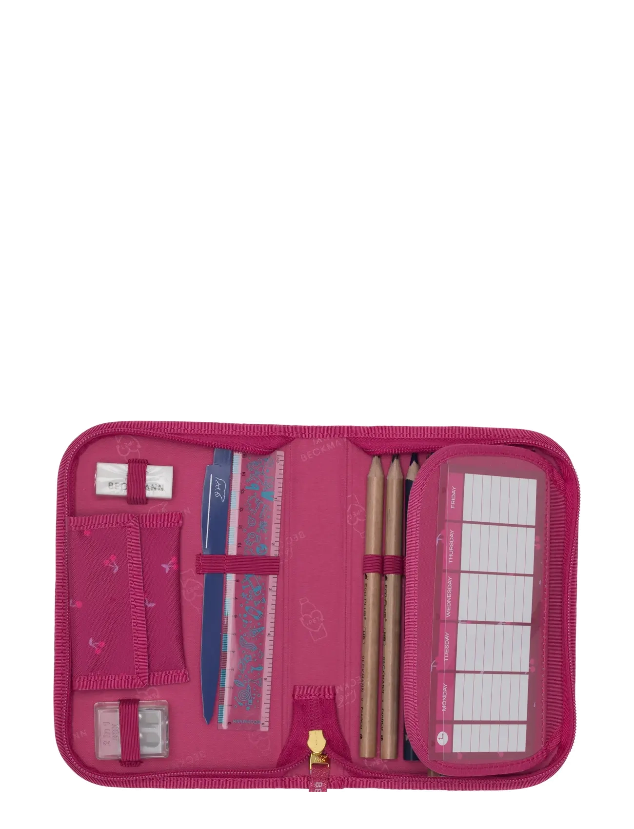 Beckmann Norway - Single section pencil case w/content, Cherry - pencil cases - cherry - 1