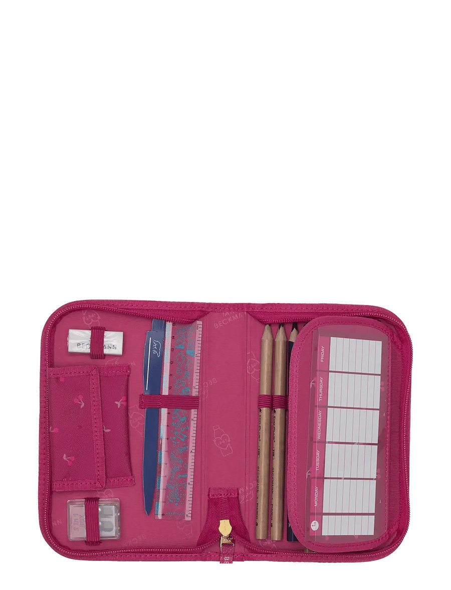 Beckmann Norway - Single section pencil case w/content, Cherry - pencil cases - cherry - 1