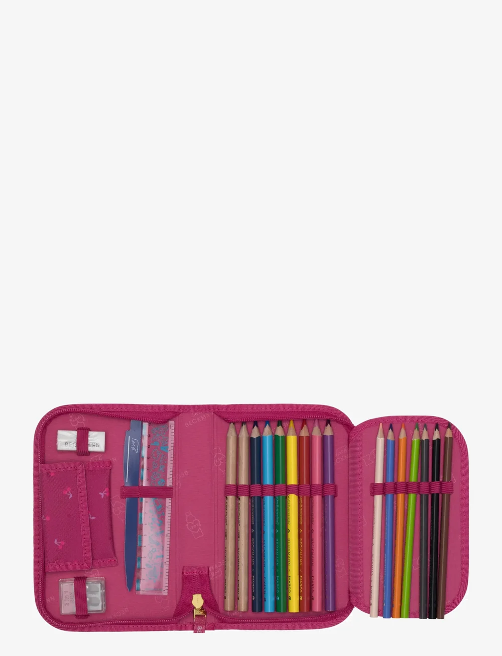 Beckmann Norway - Single section pencil case w/content, Cherry - pencil cases - cherry - 2