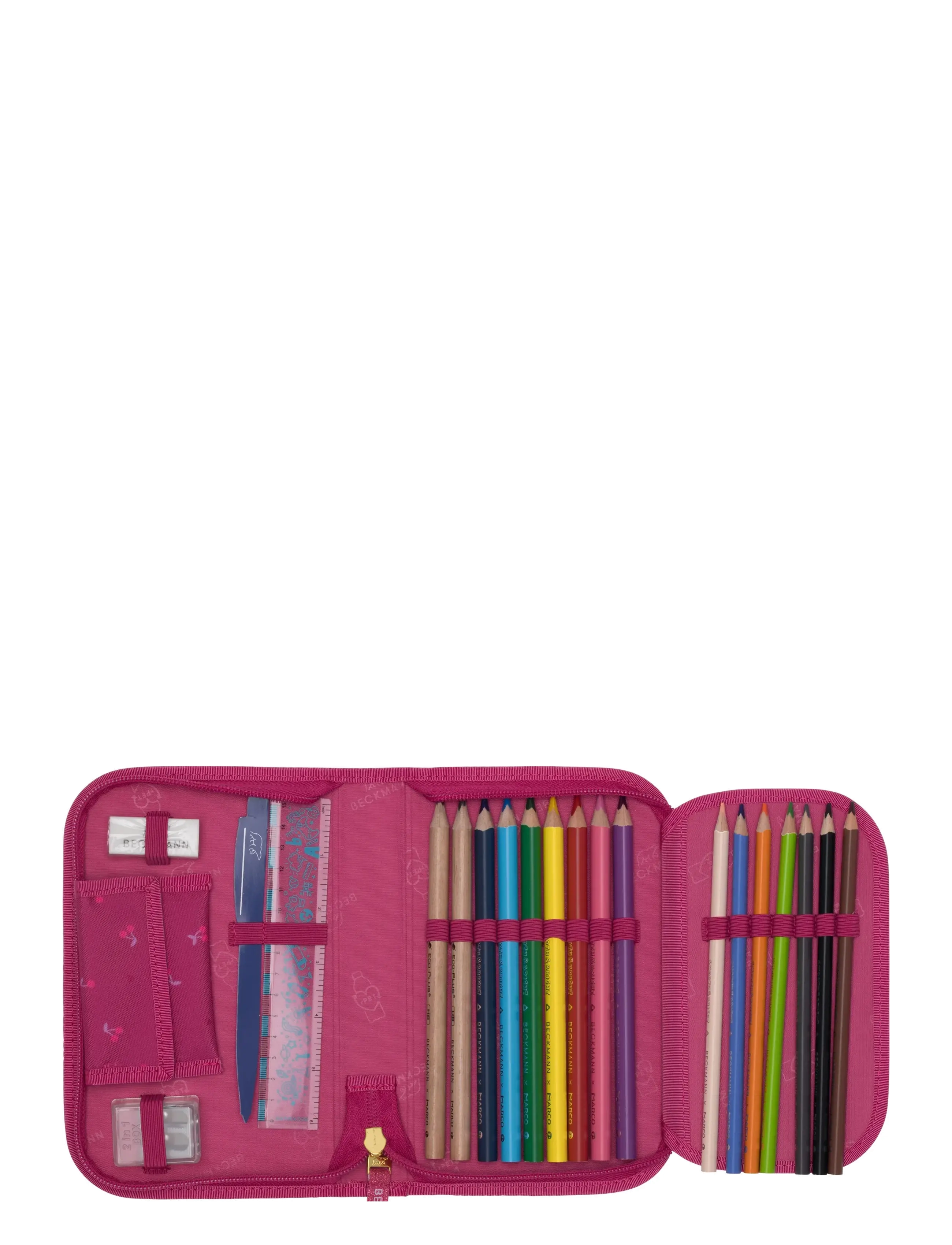 Beckmann Norway - Single section pencil case w/content, Cherry - pencil cases - cherry - 2