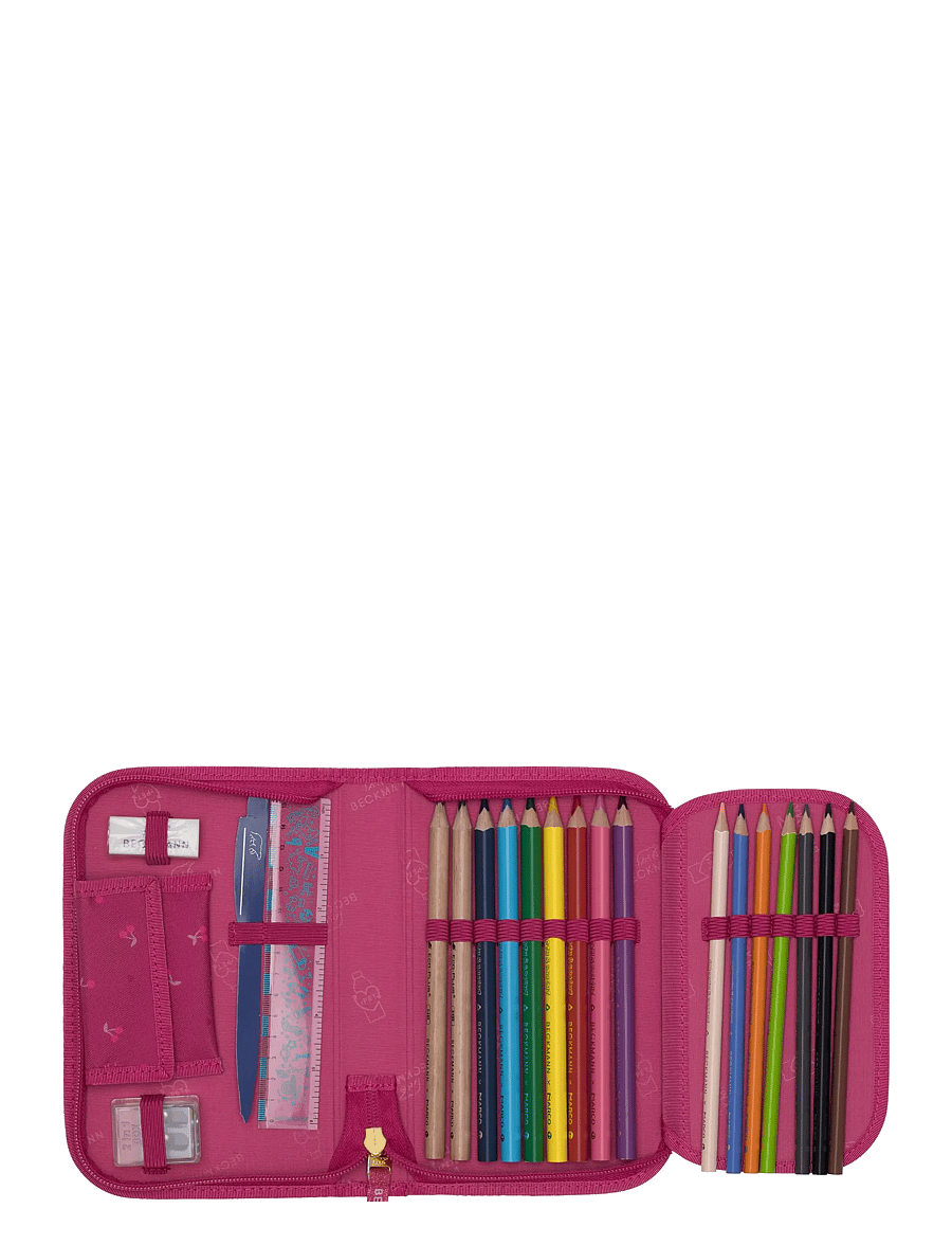 Beckmann Norway - Single section pencil case w/content, Cherry - pencil cases - cherry - 2