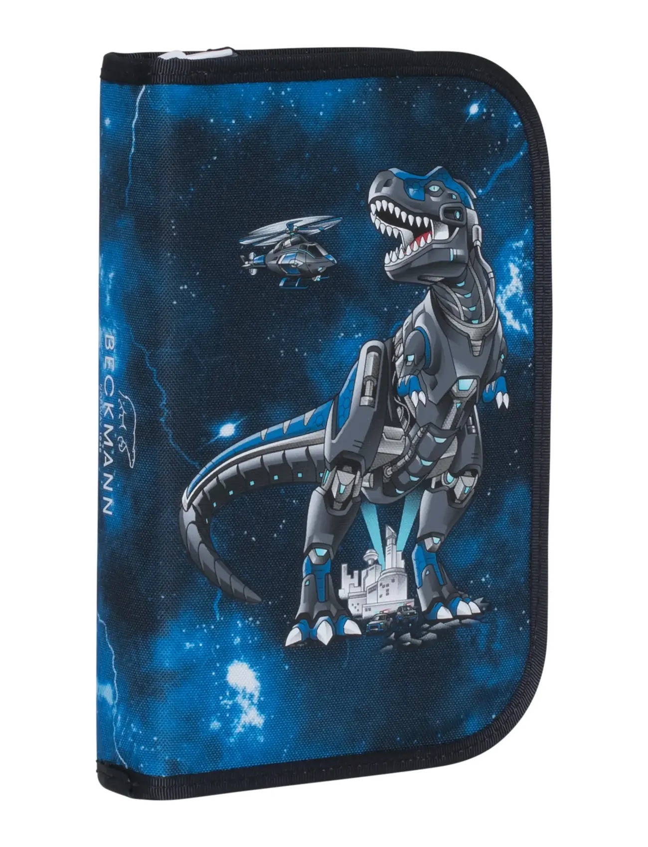 Beckmann Norway Single section pencil case with content, Tech Rex - Beckmann Norway - BLACK / multi