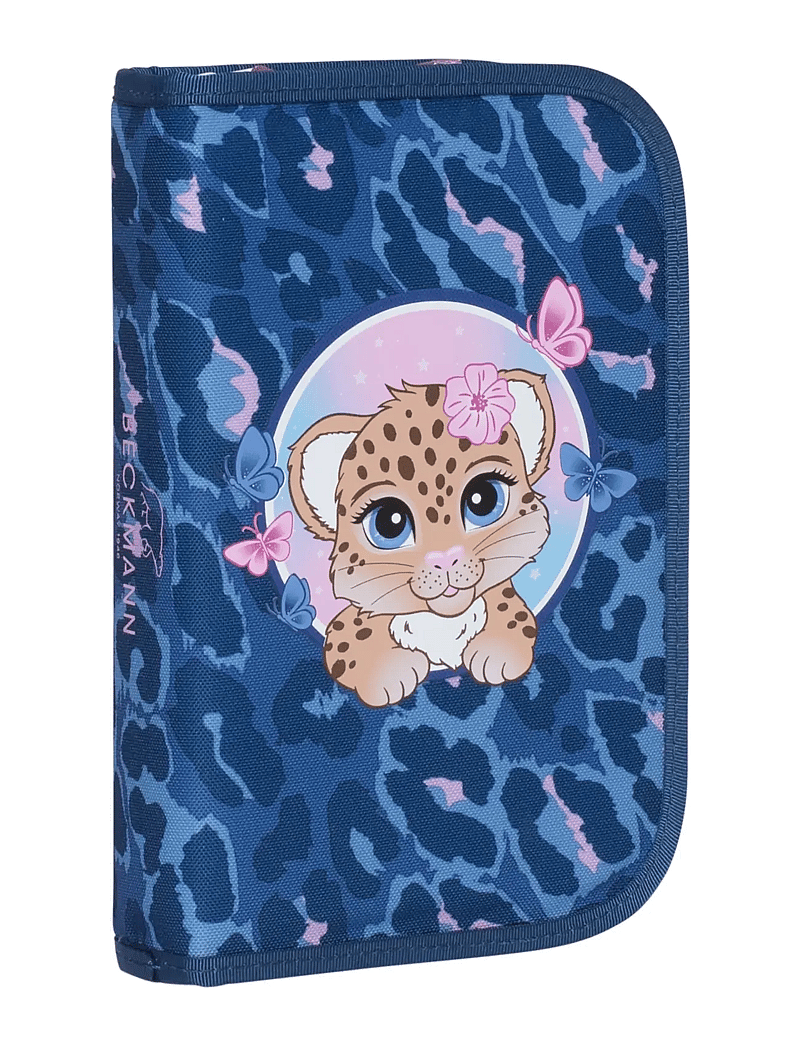 Beckmann Norway - Single section pencil case with content, Cheeta - pinalid - dark blue - 0