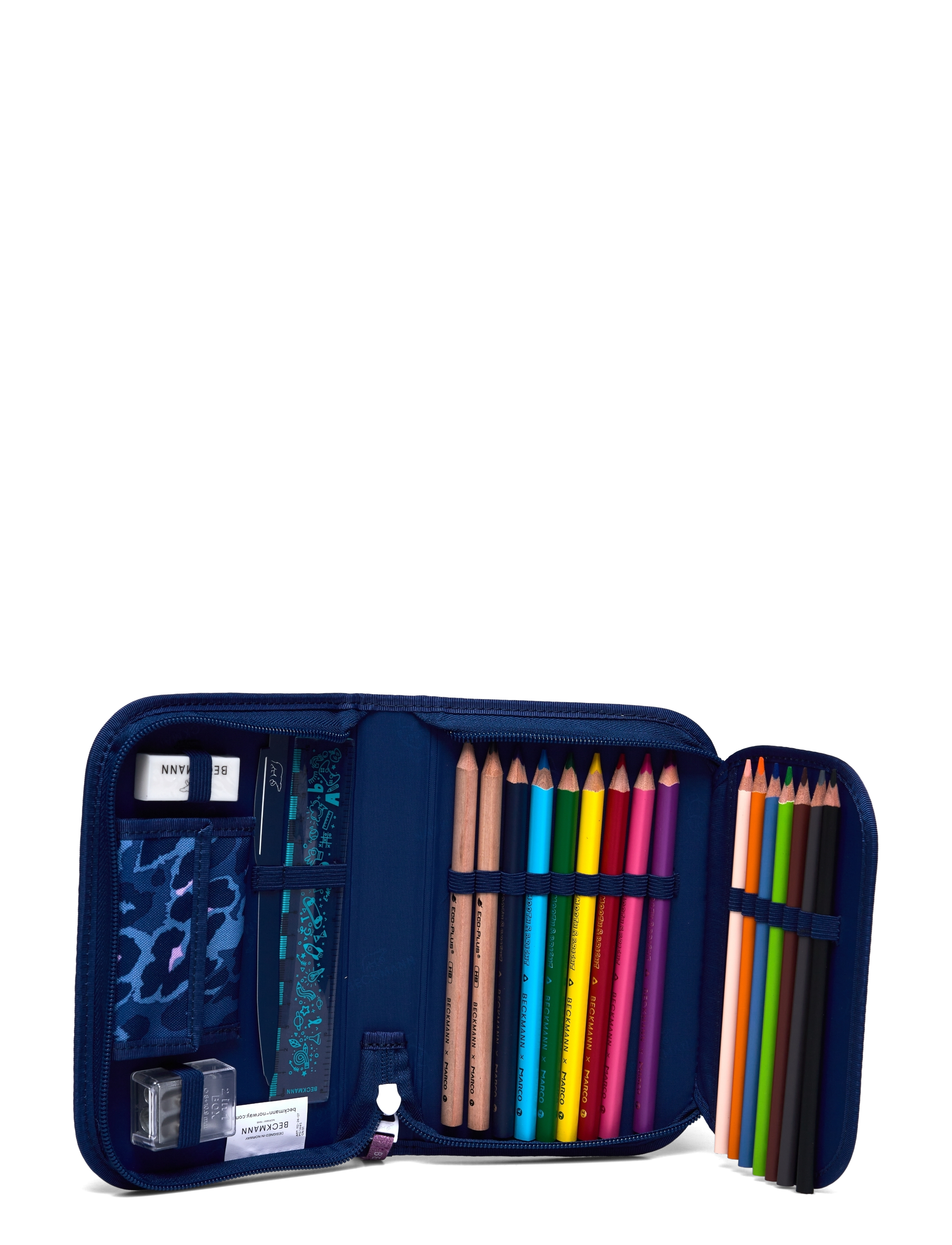Beckmann Norway - Single section pencil case with content, Cheeta - pennal - dark blue - 1
