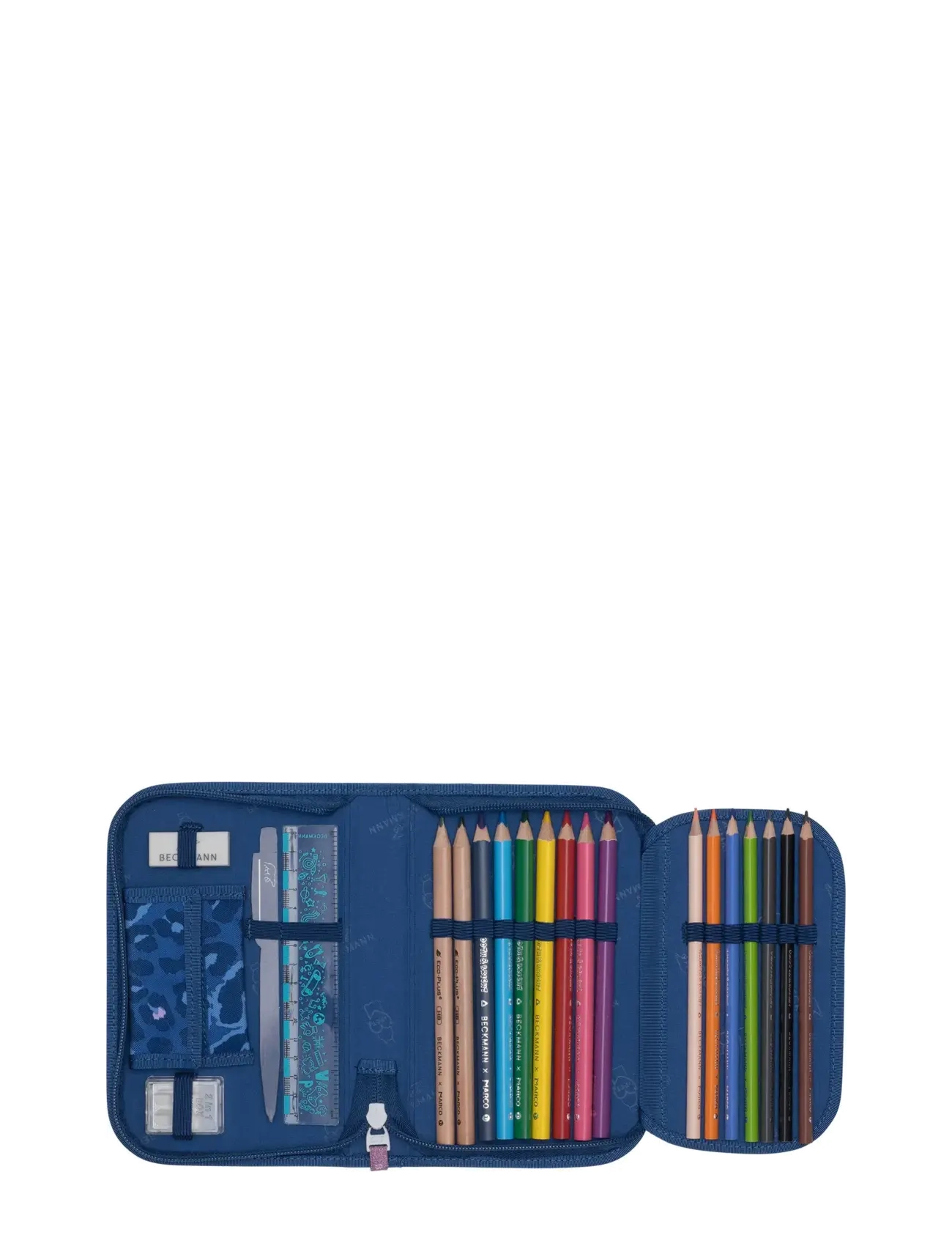 Beckmann Norway - Single section pencil case with content, Cheeta - pennal - dark blue - 2