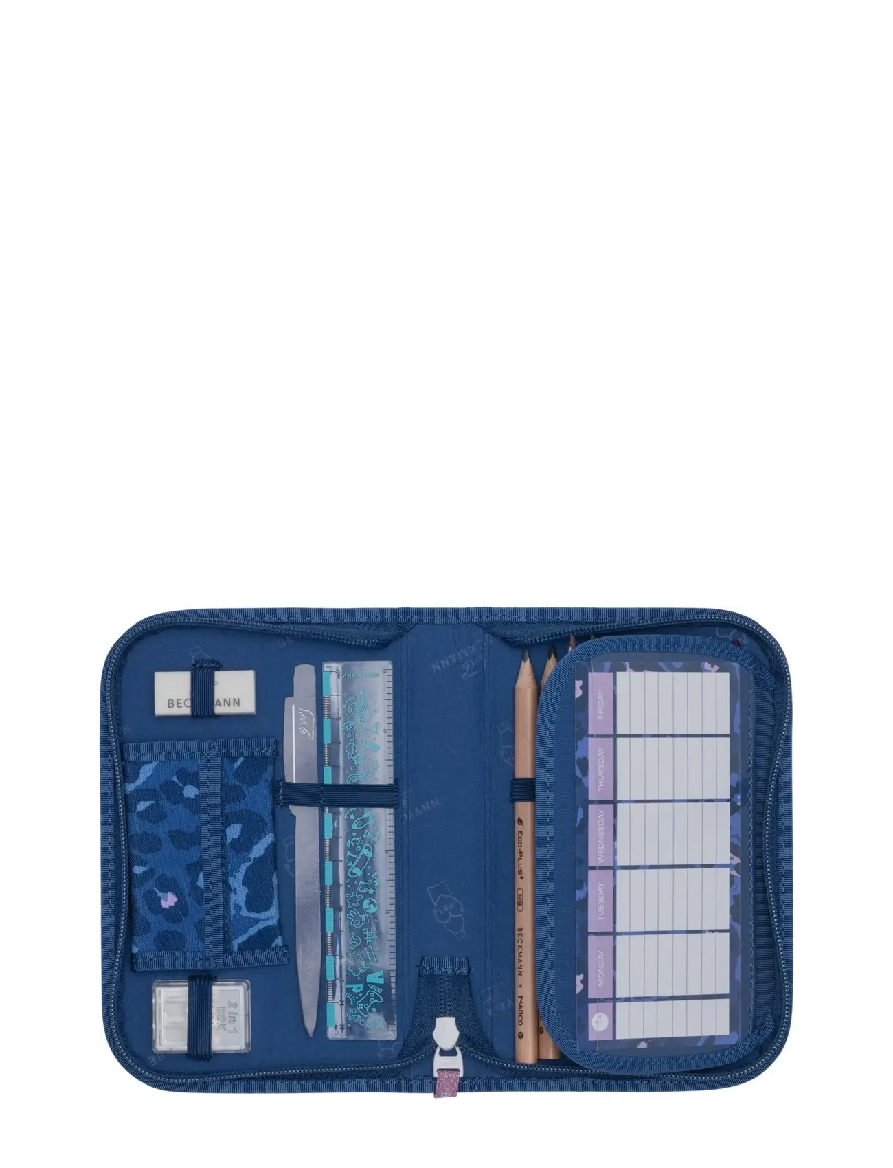 Beckmann Norway - Single section pencil case with content, Cheeta - pennal - dark blue - 3