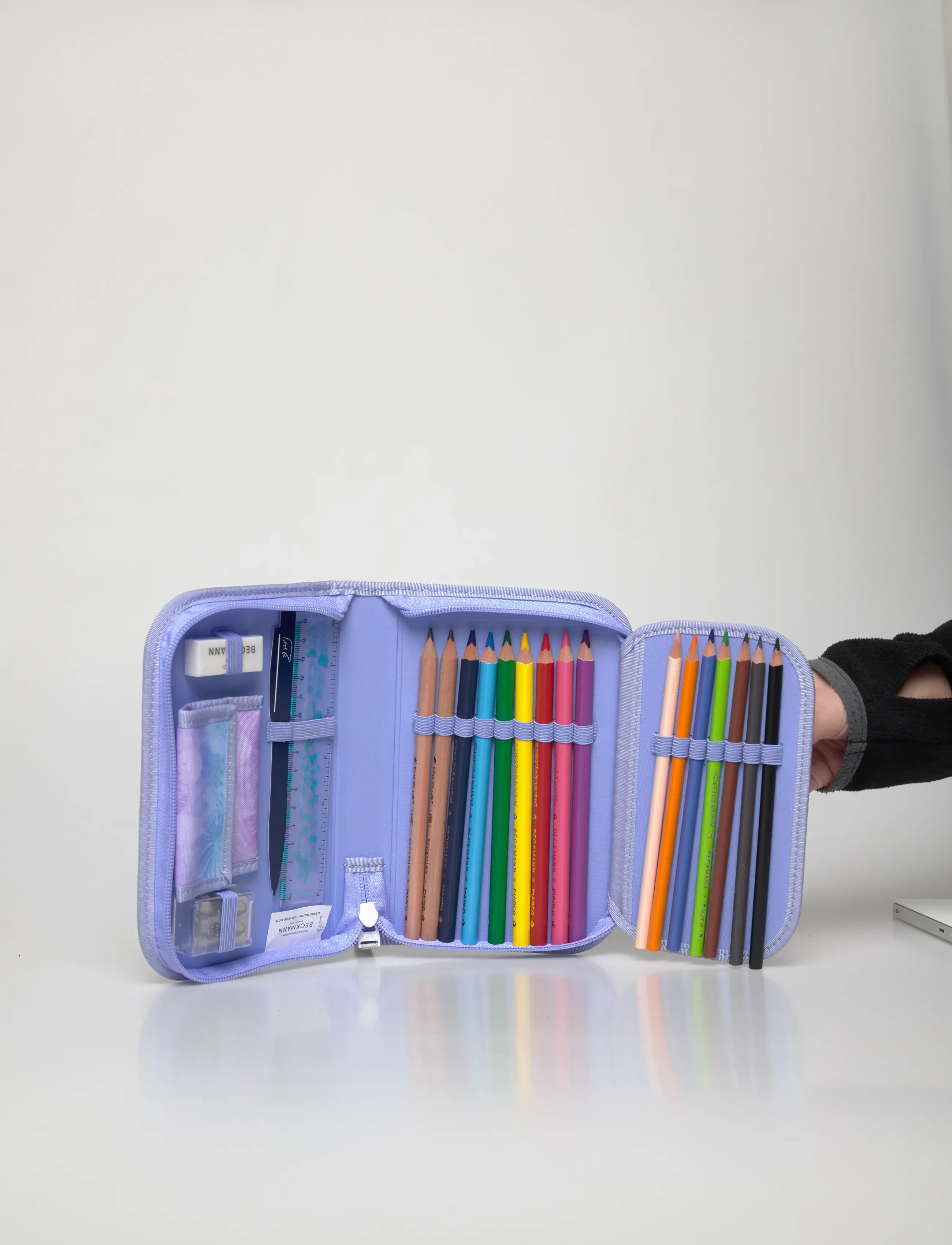 Beckmann Norway - Single section pencil case with content, Seashell - purple - 4